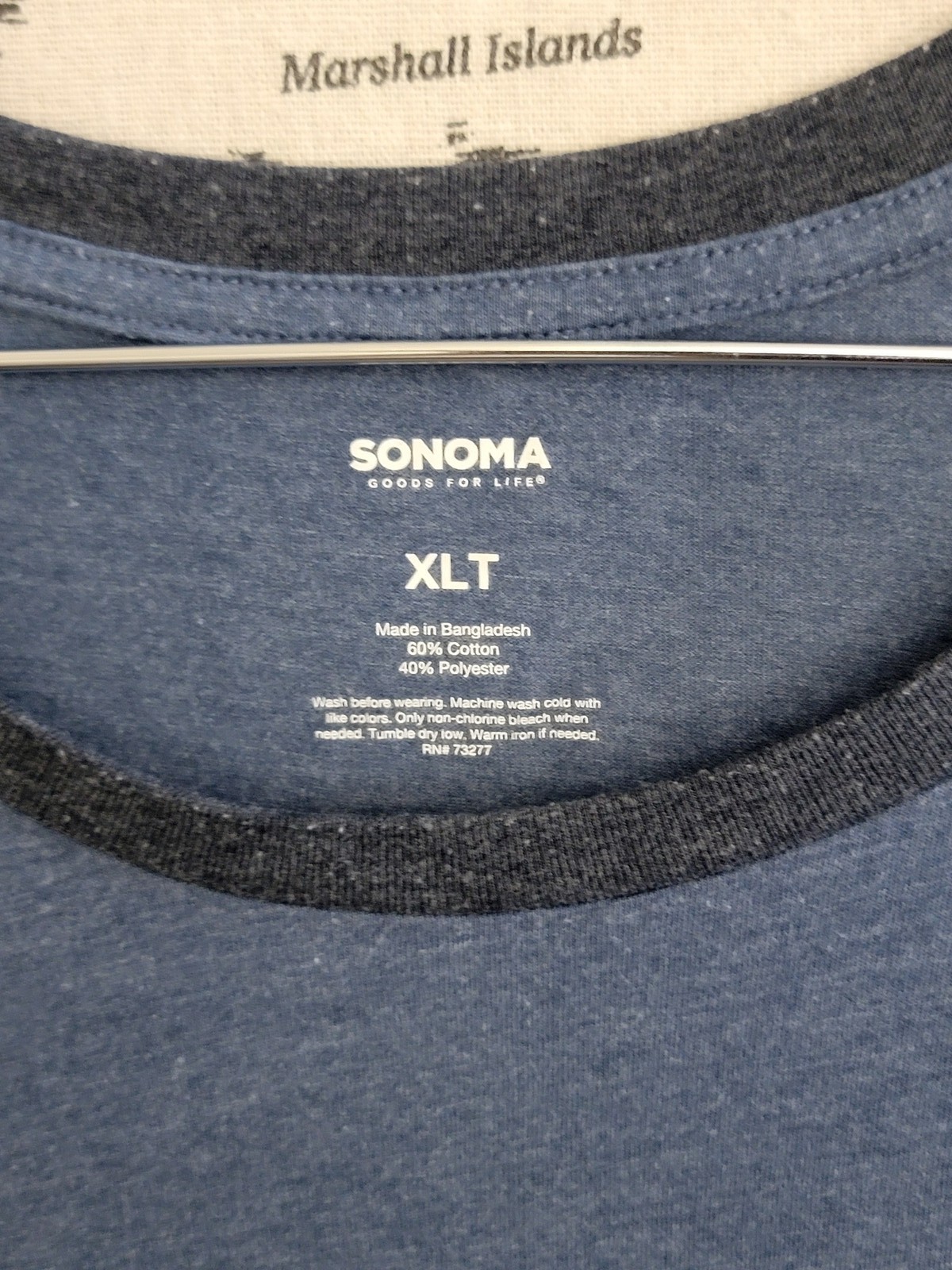 Sonoma Men’s XLT Raglan T-Shirt Short Sleeve Crew Neck Two-Tone Blue