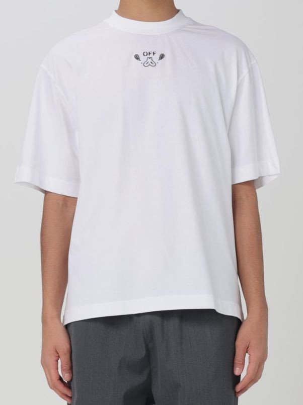 Off-White Men’s White Graphic Crew Neck Pullover Cotton Bandana Skate T Shirt L