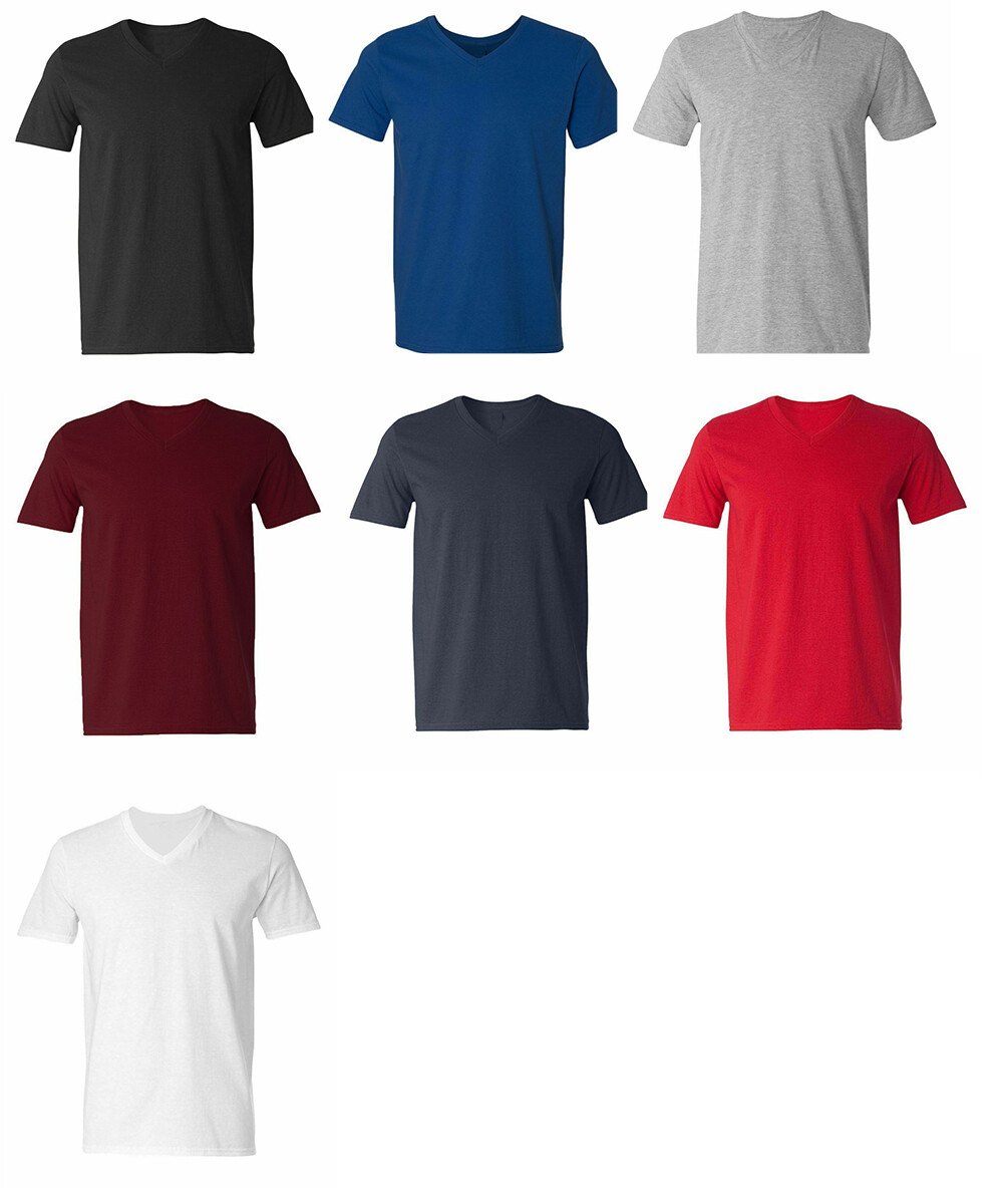 Mens 100% Cotton Short Sleeve V Neck T-Shirt Plus Size 2XL-6XL