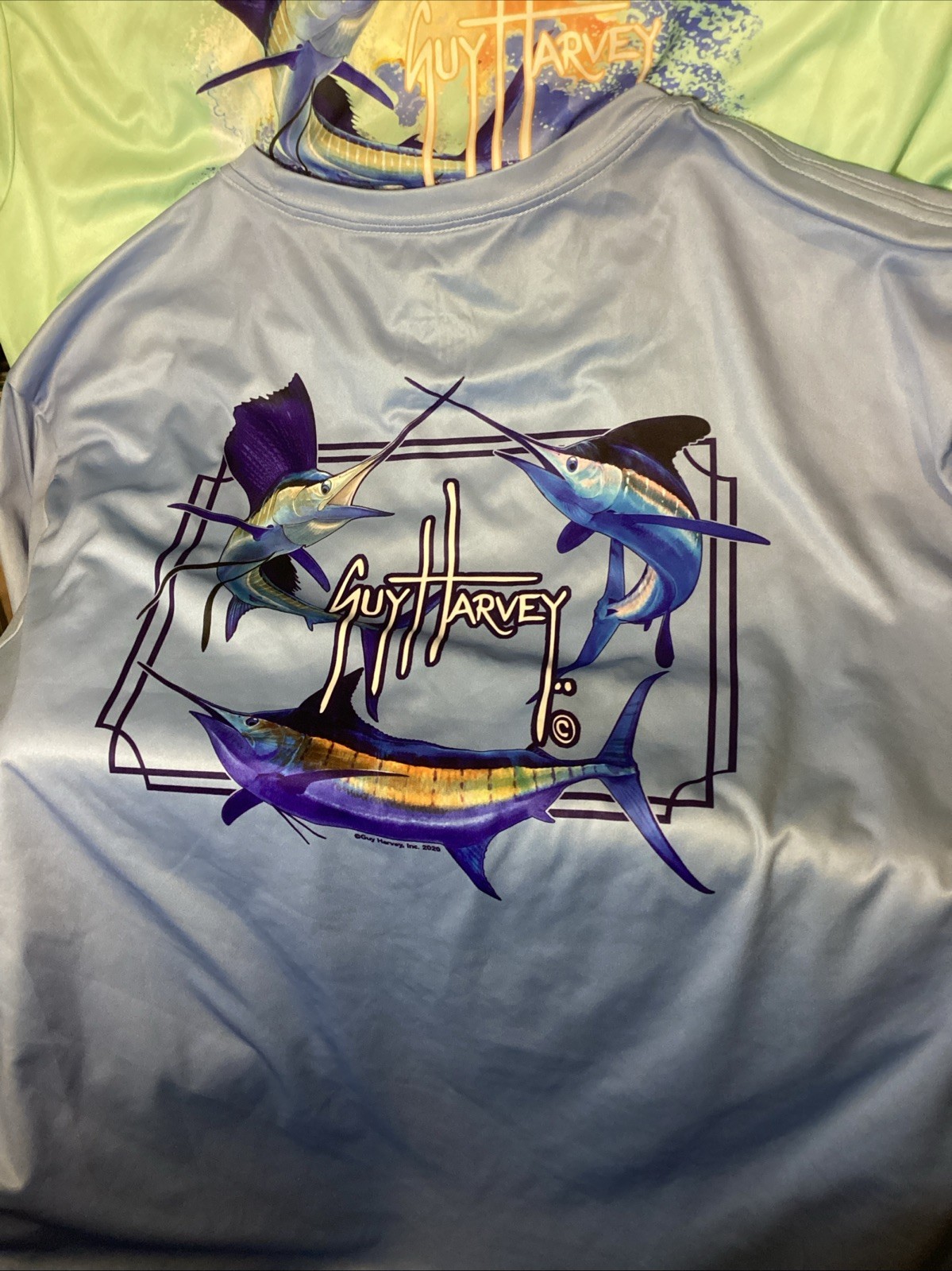 Guy Harvey Performance Long Sleeve Shirts Fish Graphic Print~Lot Of 2~XXL