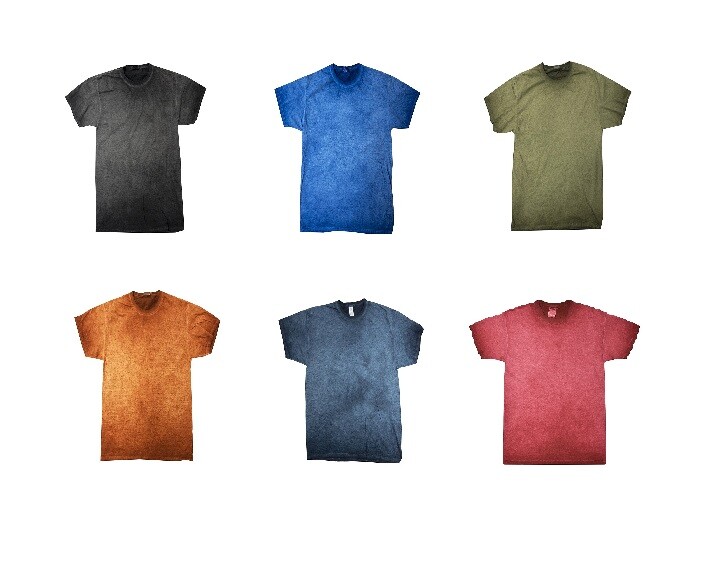 Multi-Color Oil Wash T-Shirts Adult Small to 3XL 100% Cotton Short Sleeve