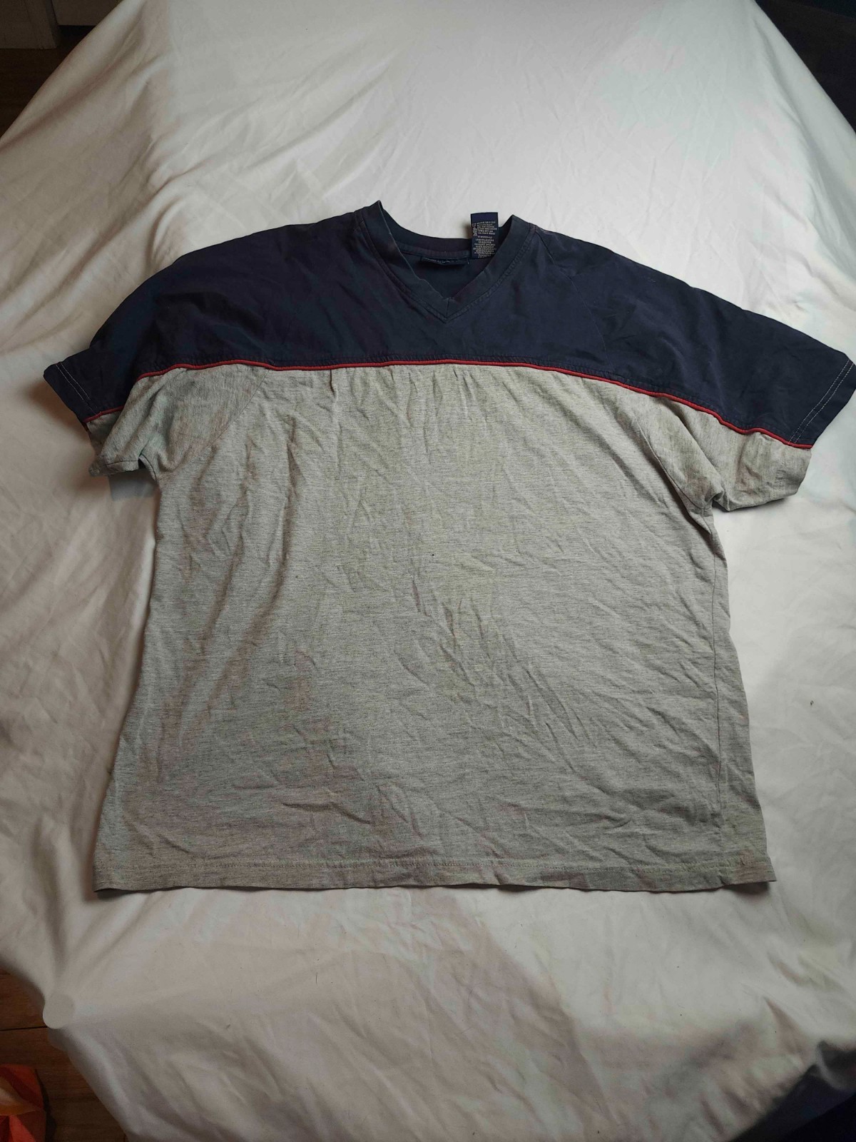 Vtg 90s Faded Glory T-Shirt Mens L Gray Colorblock Grunge Streetwear Normcore