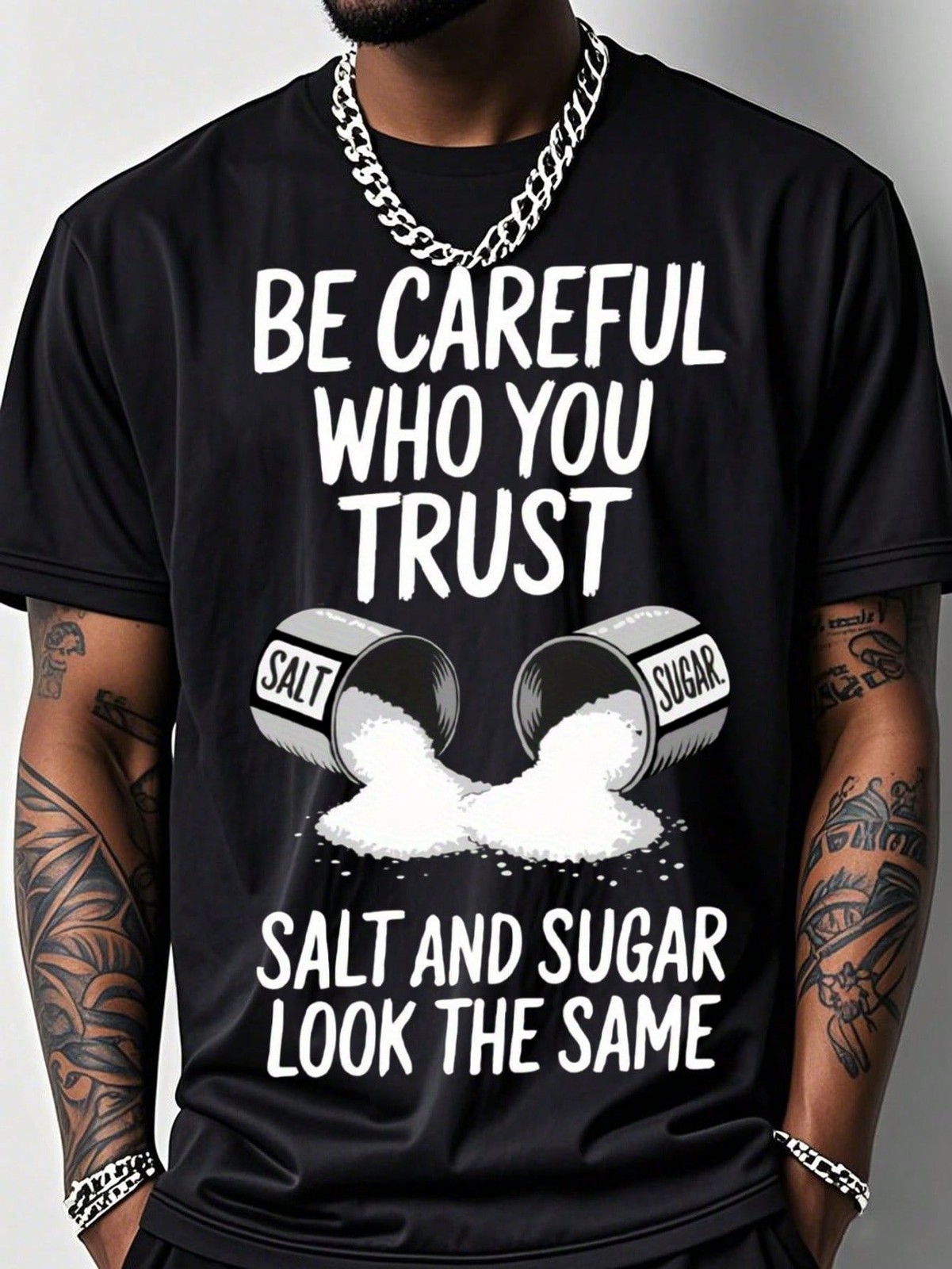 Men’s Funny Gym T-Shirt With Salt & Sugar Trust Graphic Print