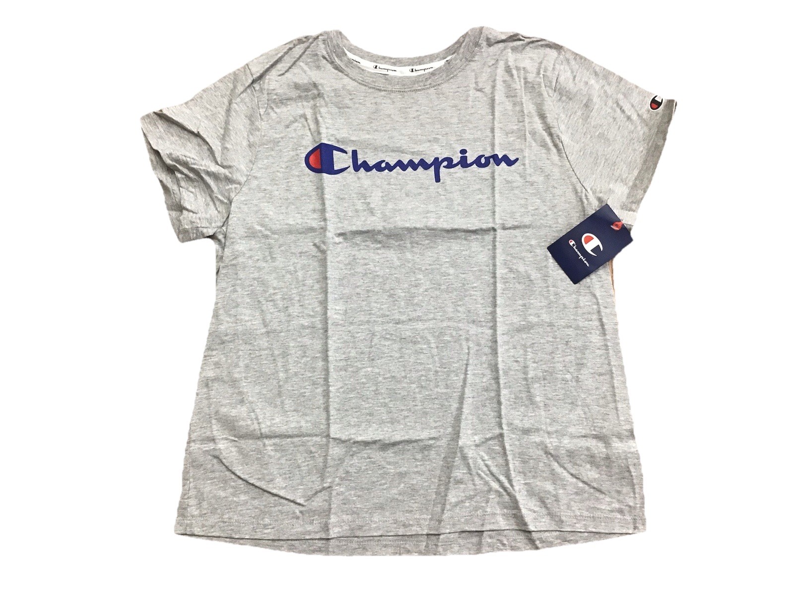 New Champion Men’s Grey 90% Cotton 10% Poly Crewneck T-Shirt Large Short Sleeve