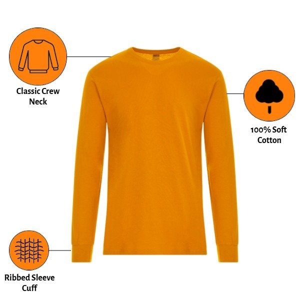 6 Pack: Long Sleeve High Visibility NON ANSI Hi VIS T-Shirt Safety Orange Shirts