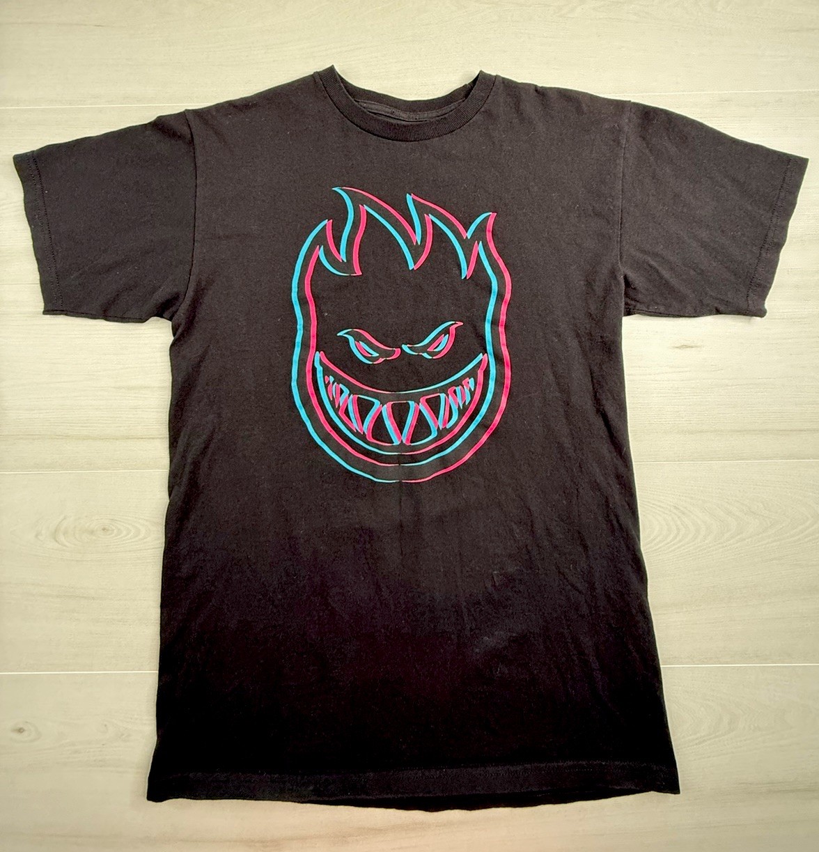 Spitfire Wheels Shirt Skateboard Skater Black Bighead Tee Flame Grunge Mens M