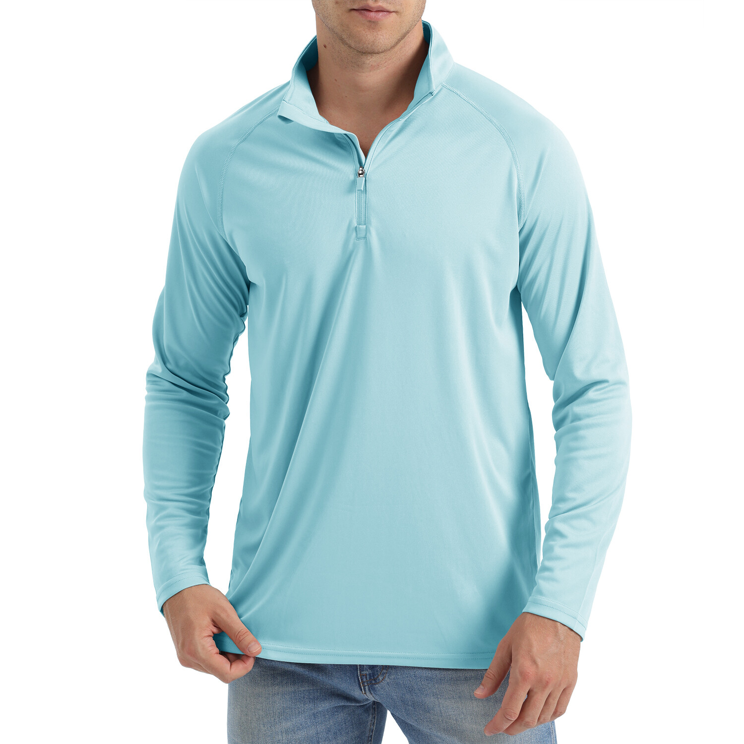Men’s UPF 50+ T-Shirt 1/4 Zip Up Sun Block UV Protection Outdoor Fishing Shirts
