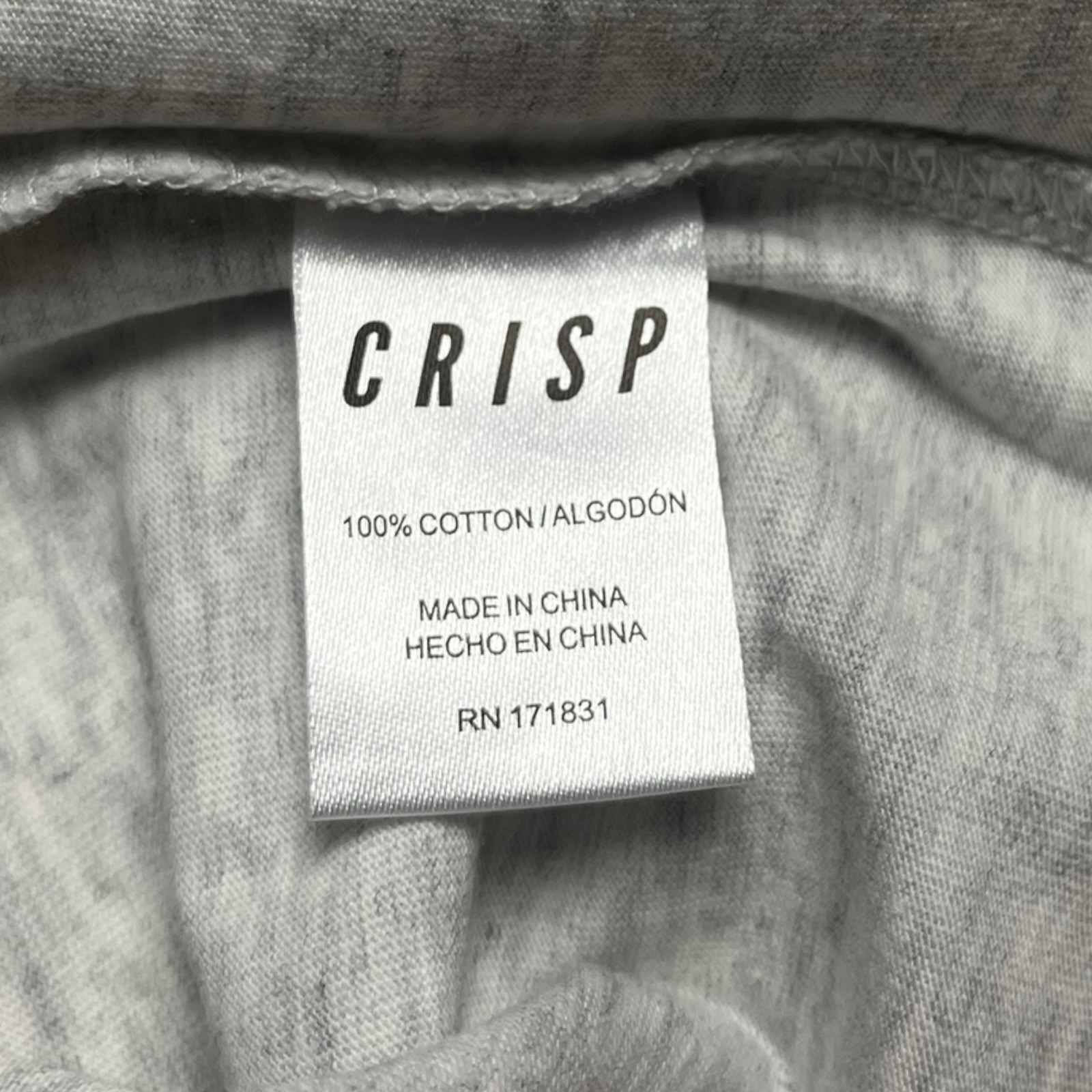 Crisp Light Gray Woven Cotton Short Sleeve Boxy Crew Neck Tee TShirt Size Small