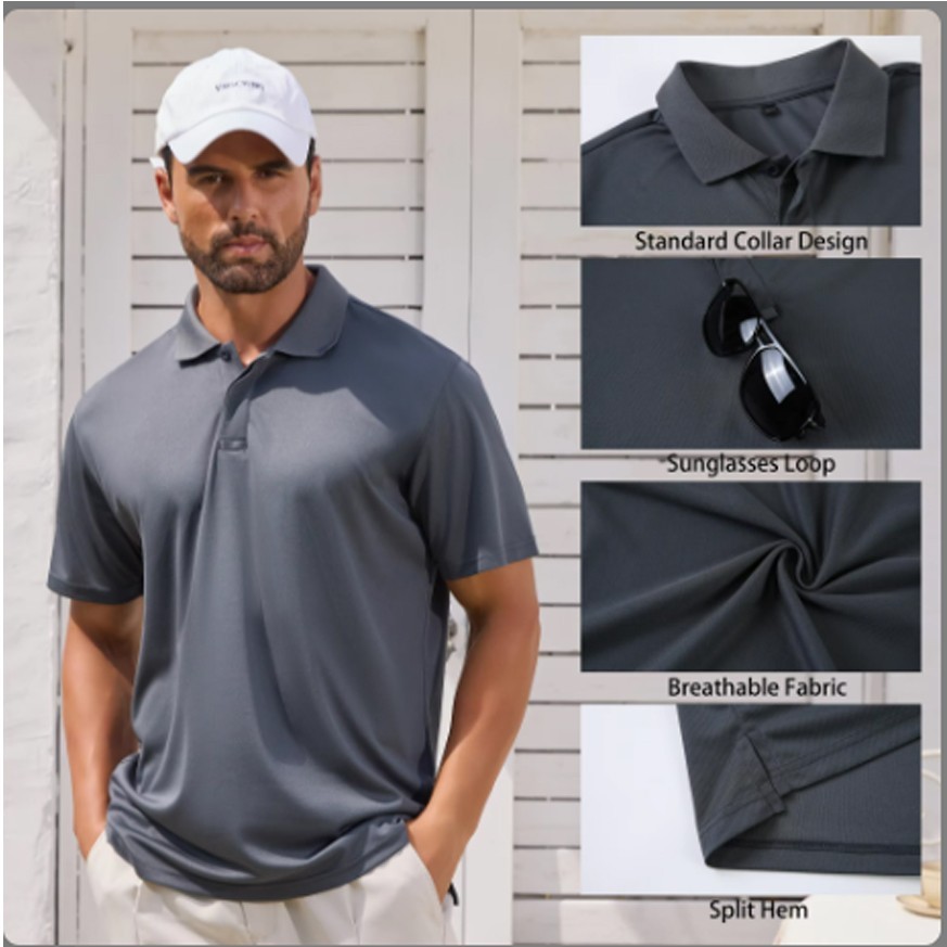 Men’s Tactical Polo T-Shirt Quick Dry Combat Short Sleeve Team Work Casual Shirt