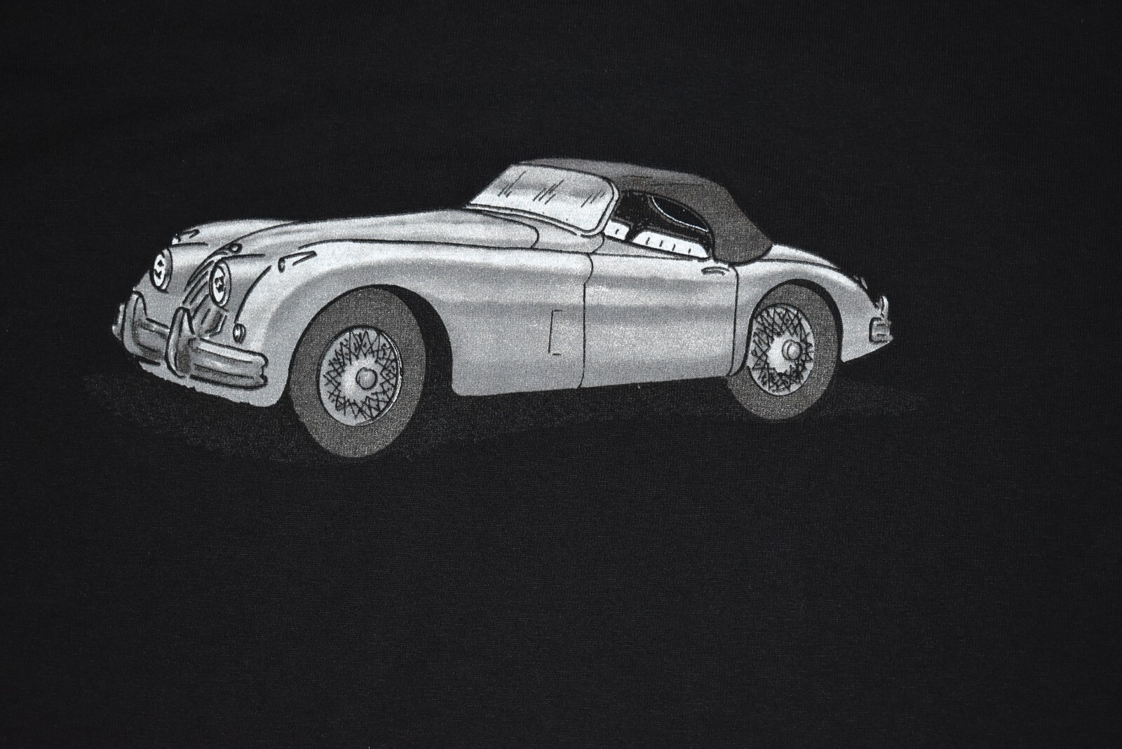 Vtg Jaguar XK 150 (car on back) Black T Shirt Size M with Jaguar Neck Label