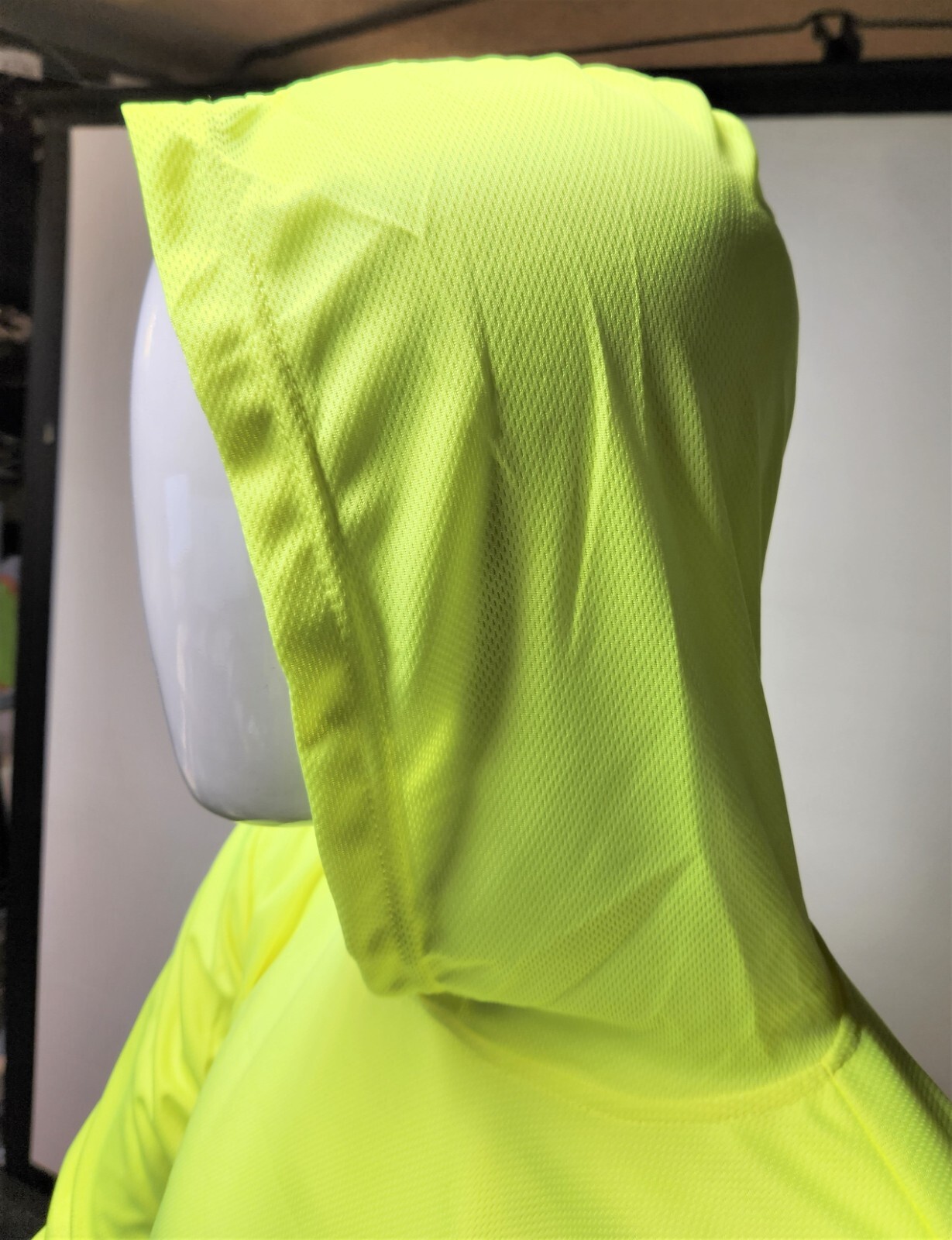 Yellow Long Sleeve Safety Shirt With Hoodie, Quick Dry Polyester Birdeye mesh