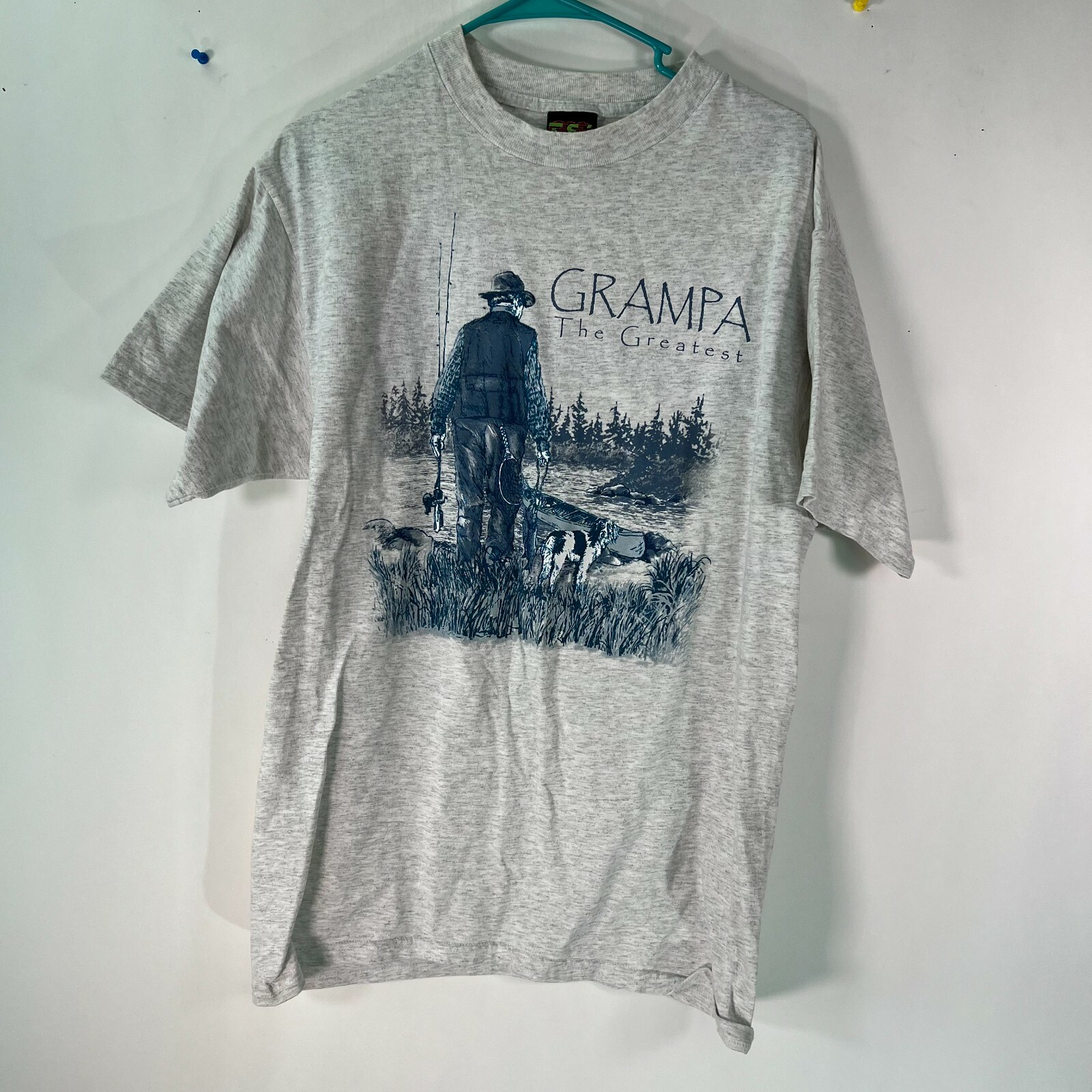 TSI Mens Grampa The Greatest Short Sleeves Gray Graphic T Shirt Size Large
