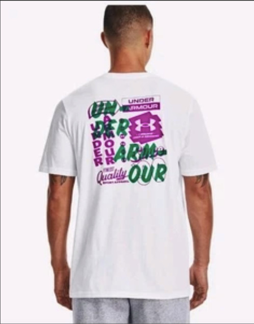 NWT L Under Armour Men’s Large Vintage Type T-Shirt White Loose UA Shirt LG NEW