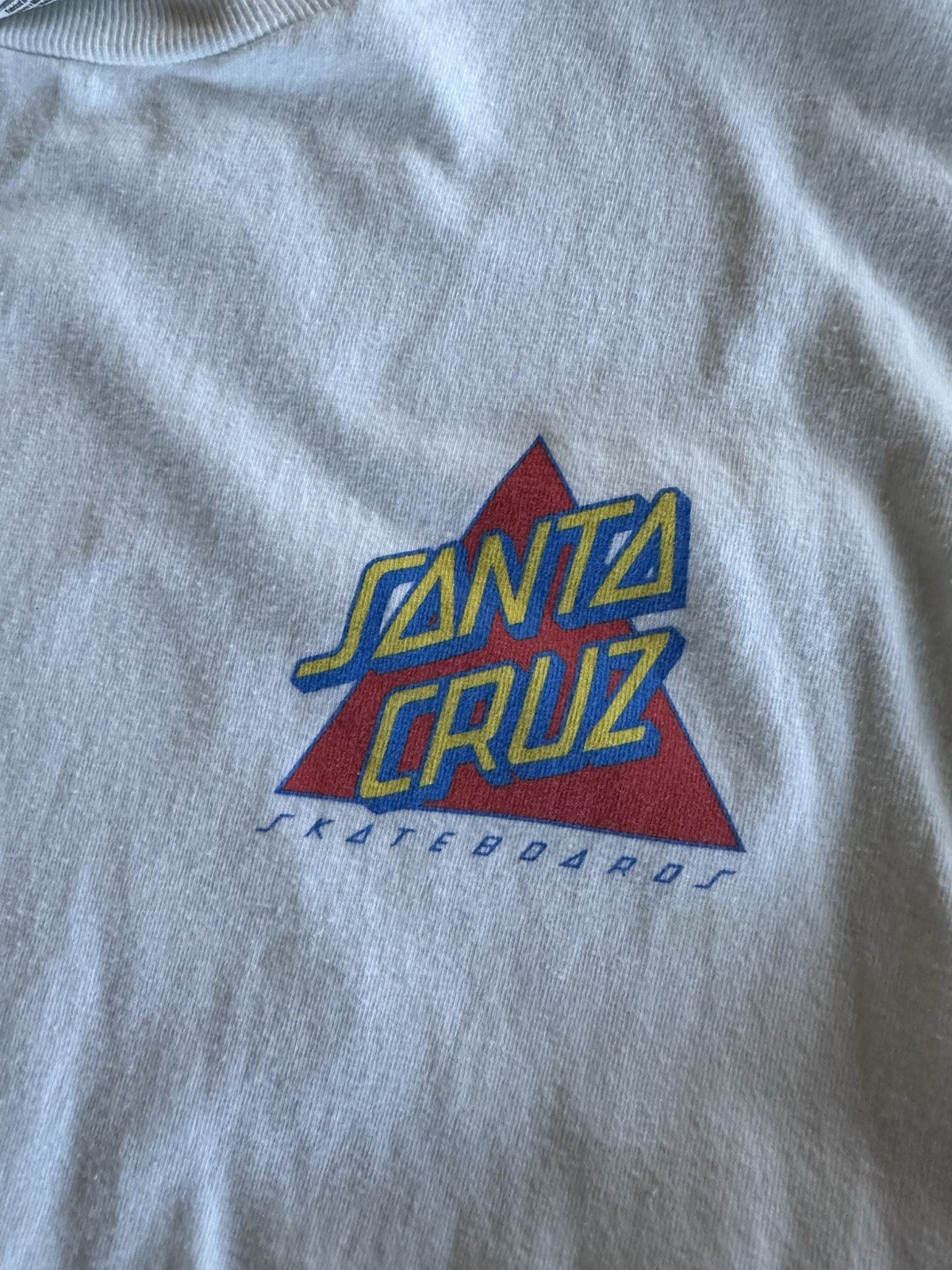 Santa Cruz Skateboards Shirt Mens Medium White Triangle Logo Double Sided Tee