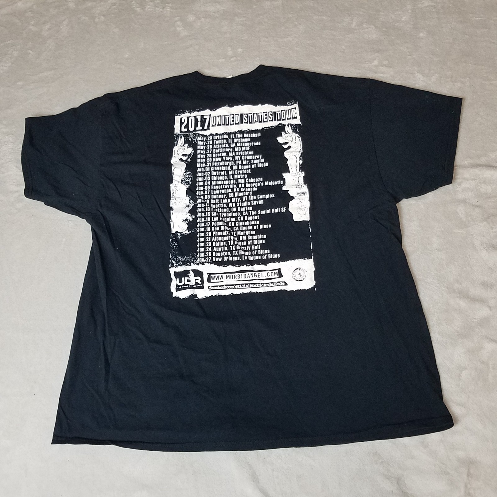 Morbid Angel MEDIUM black t-shirt from 2017 USA Tour Gilden Size 2XL