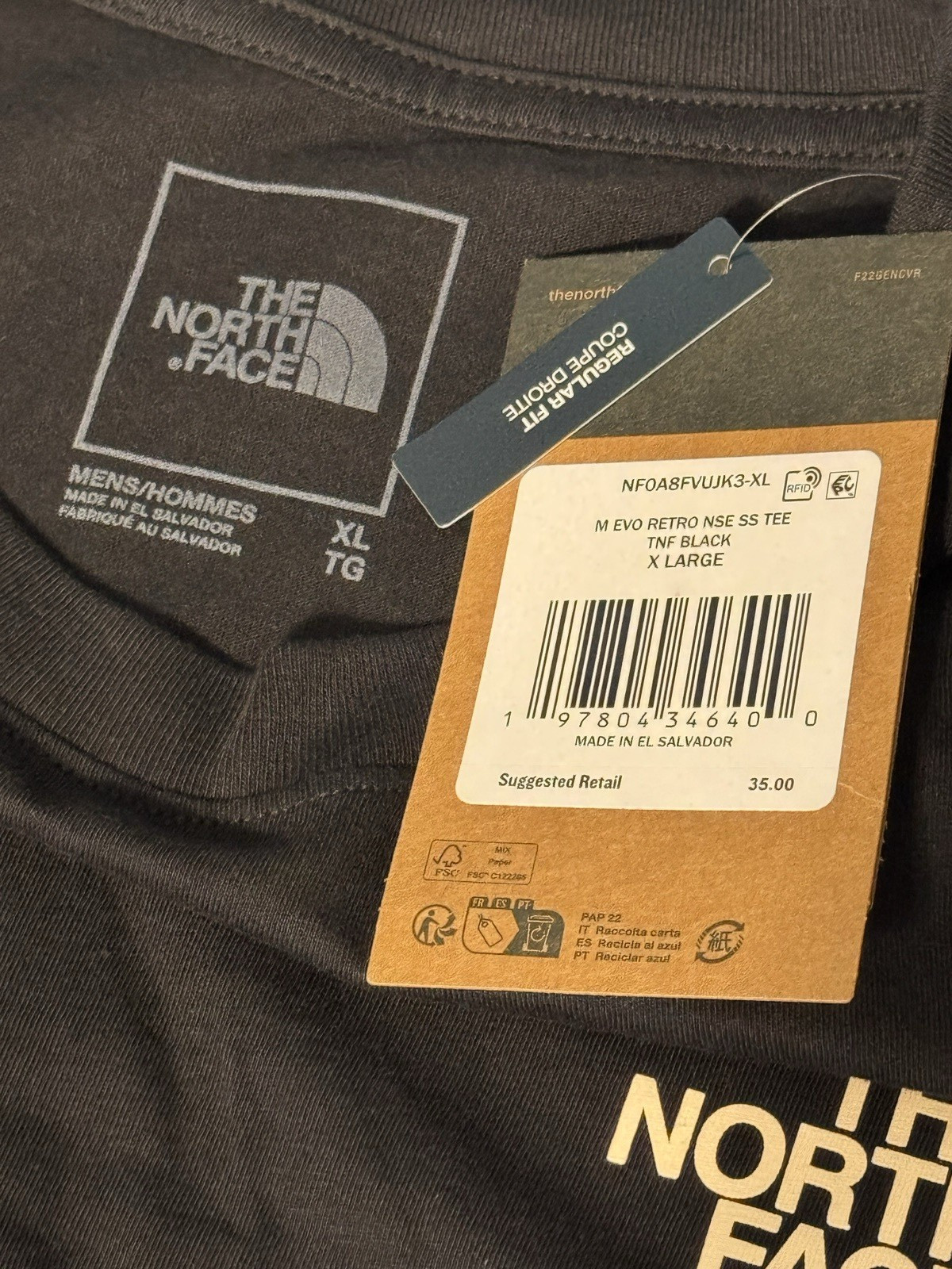 The North Face Evo Retro NSE SS Tee XL Black Mountain Graphic T-Shirt NWT