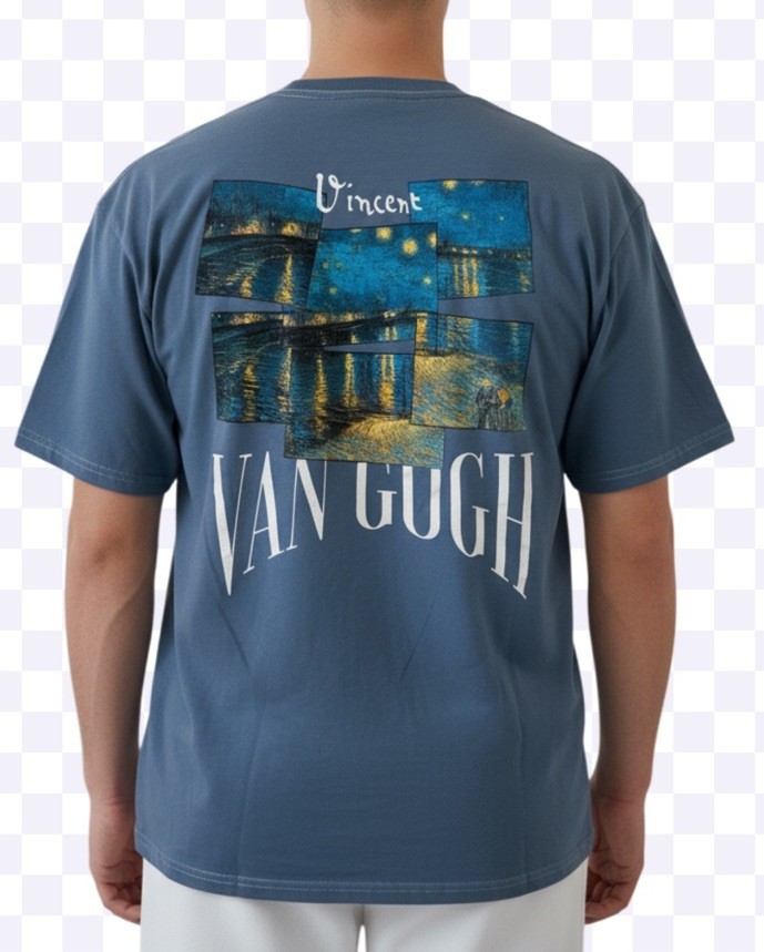 Pierce Archive Green Van Gogh STARRY NIGHT RHÔNE T- Shirt Men’s Size SMALL