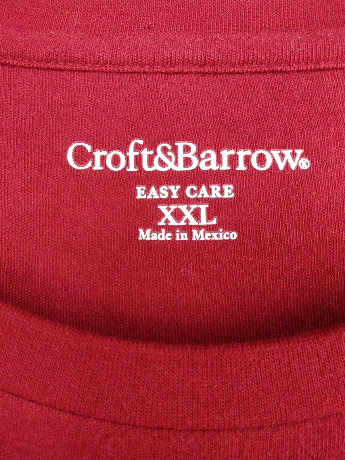 CROFT & BARROW T Shirt Mens 2XL Red Classic Fit Easy Care Long Sleeve Pull Over