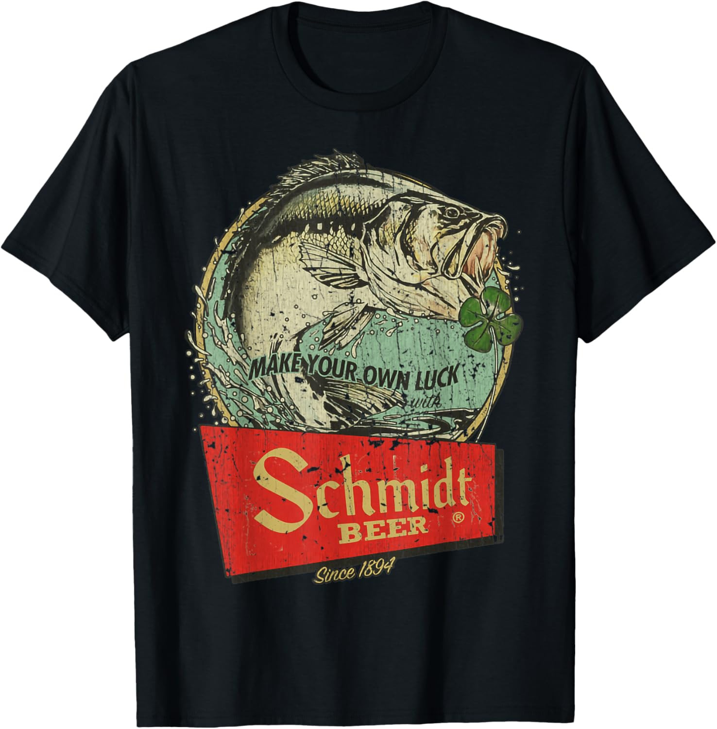 Fishing Schmidt Beer Make Your Own Luck 1894 Vintage T Shirt