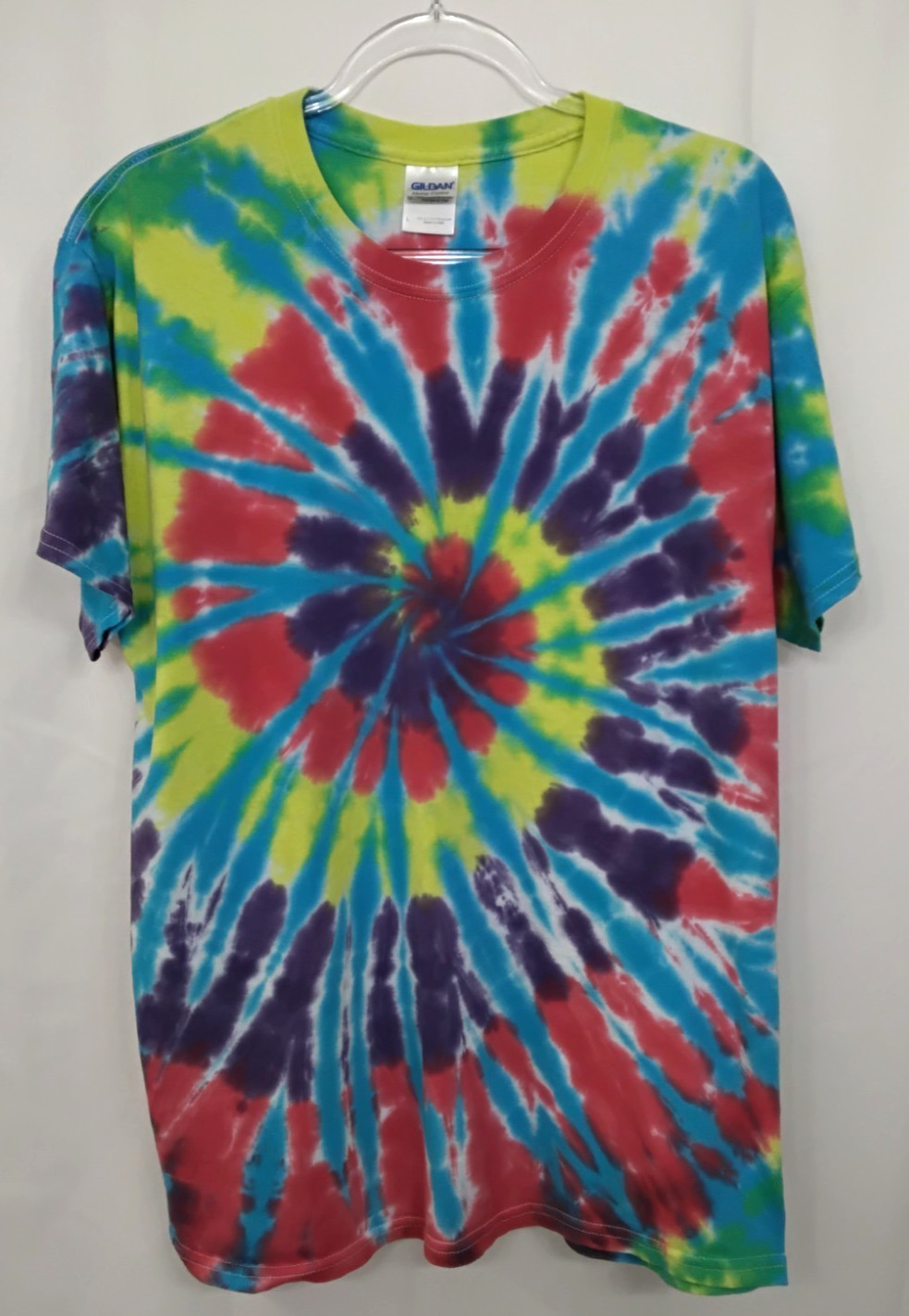 New Tie Dye Men’s T-Shirt Red Yellow Adult Large Multicolor Summer Spiral