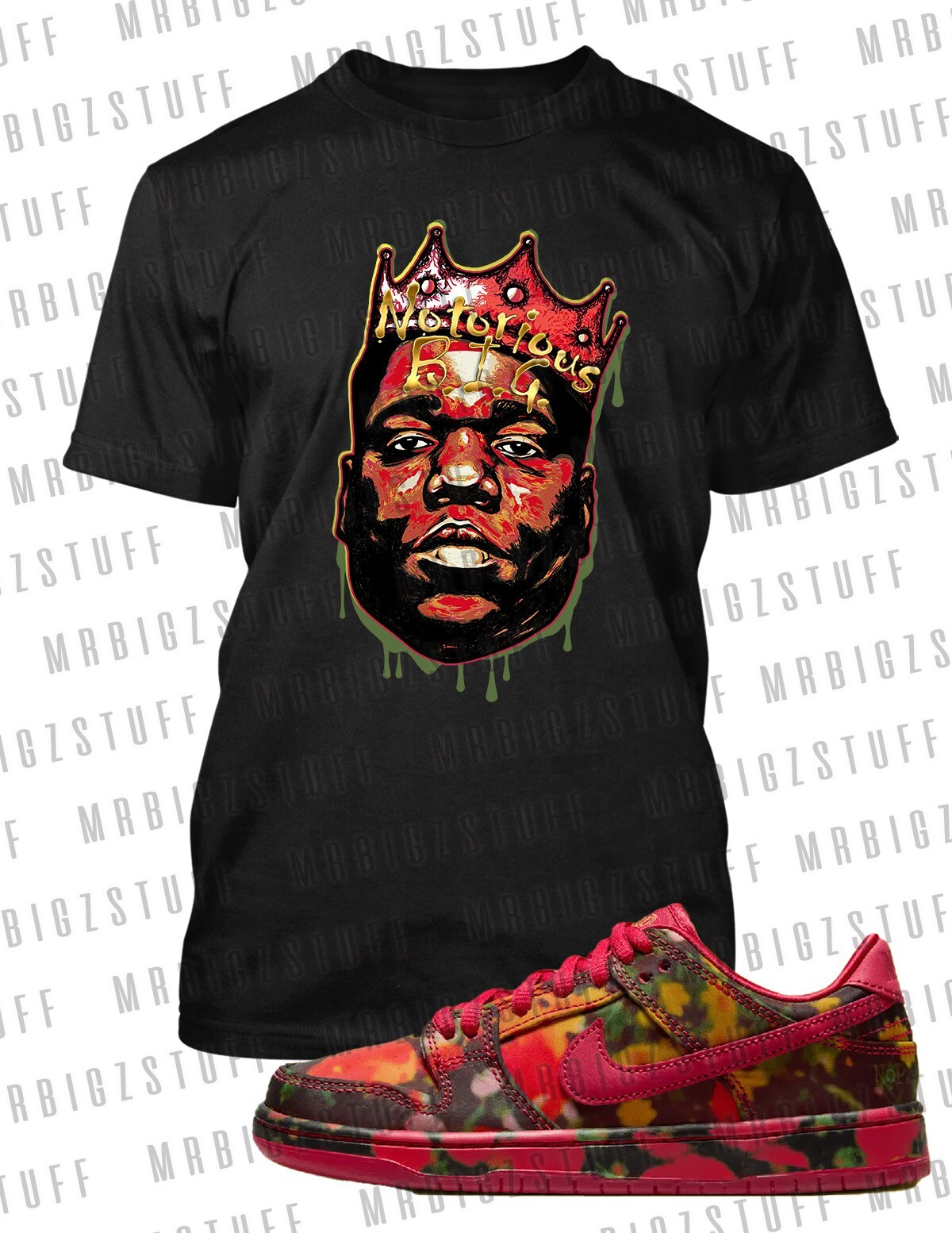 Mens Biggie Notorious 8X Bigdude Tee To Complement Dunks Wizard of OZ Shoe