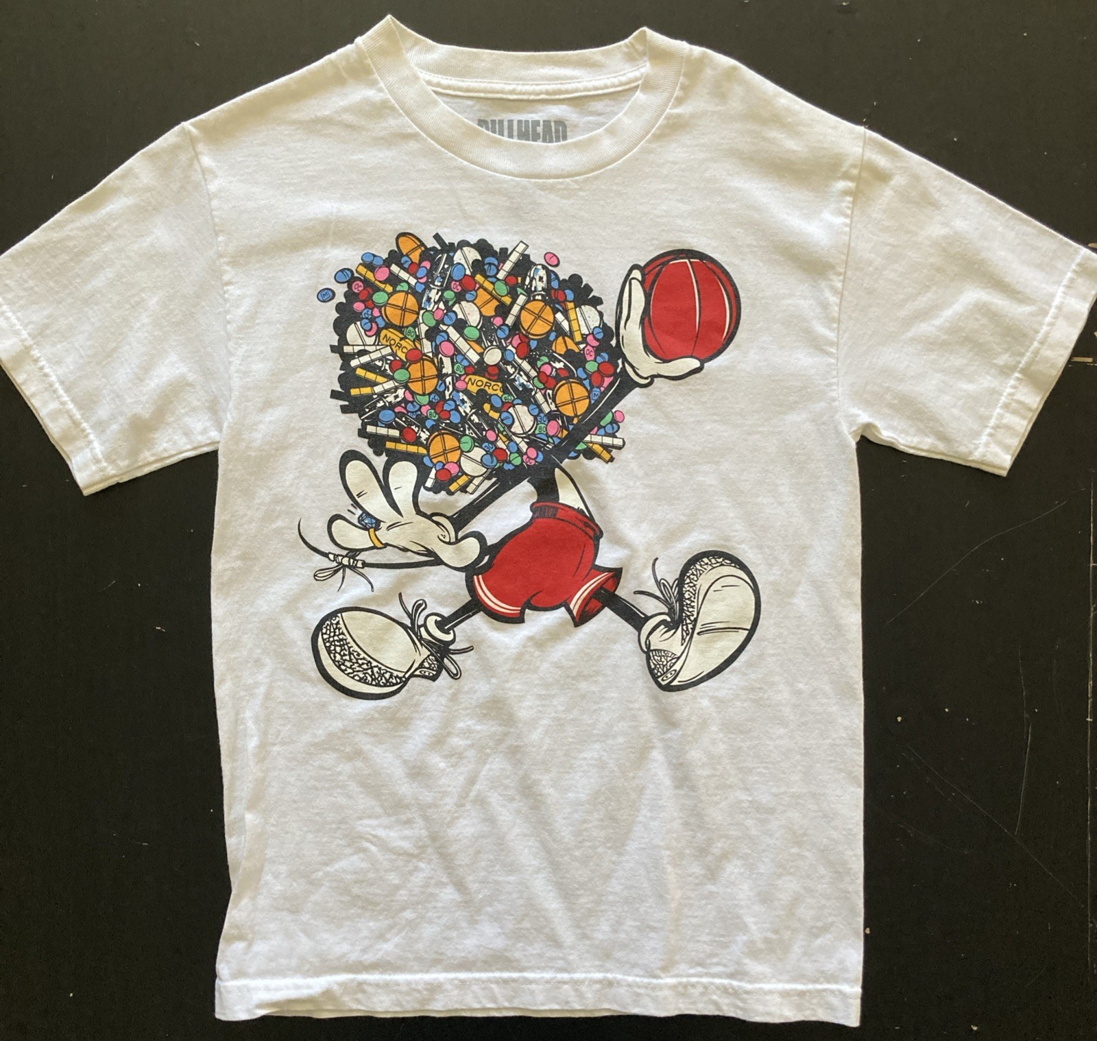 Abstract Mickey Mouse Pillhead Men’s Small White T-Shirt