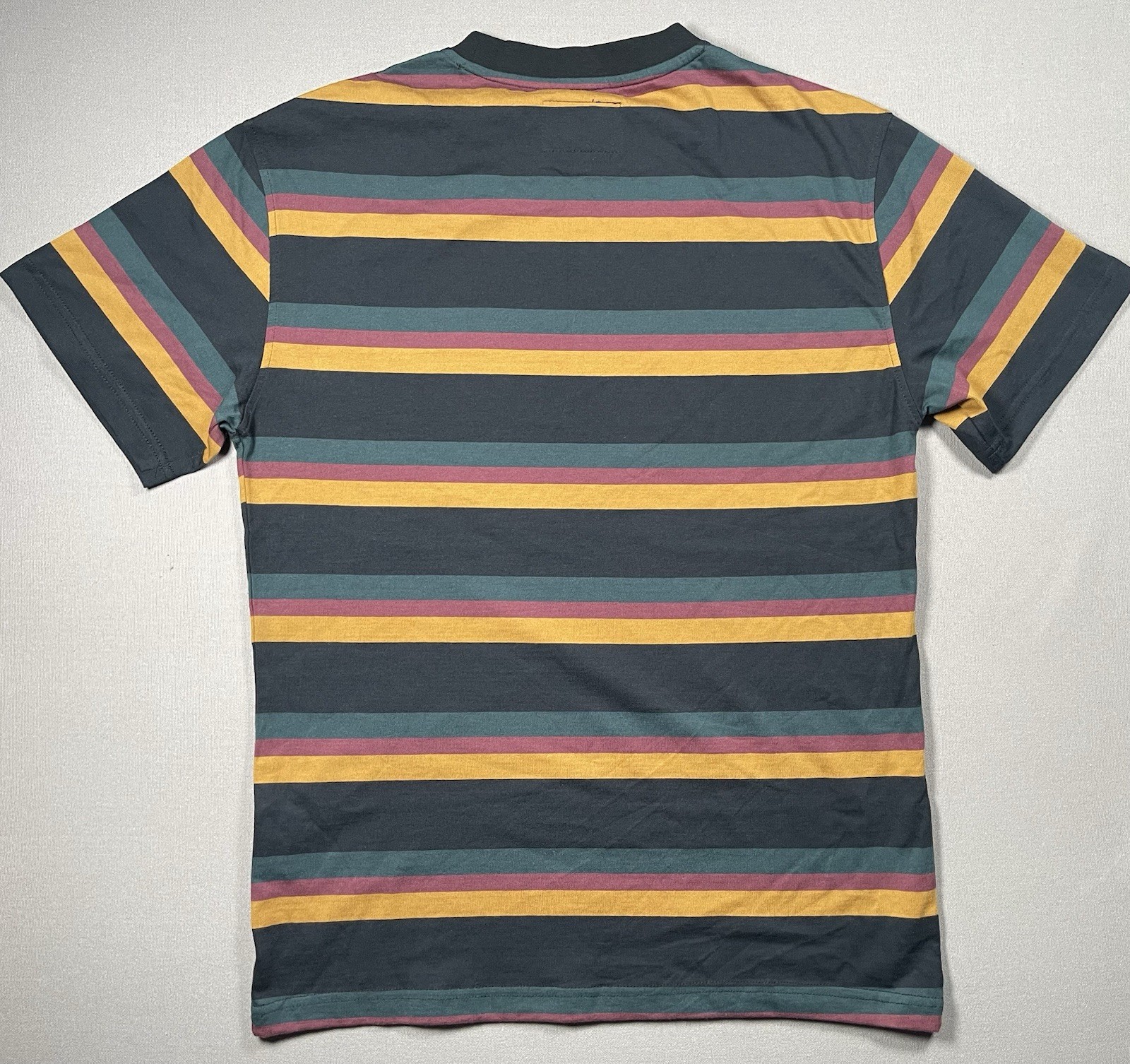 Welcome Skateboards Medius Multi Colored Black Stripe Tee Shirt- Men Size Medium