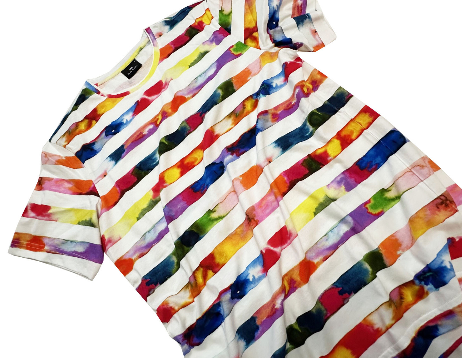 PAUL SMITH 100% COTTON MULTICOLOURED T-SHIRT / TOP BRAND NEW TAGS RARE SZ-S