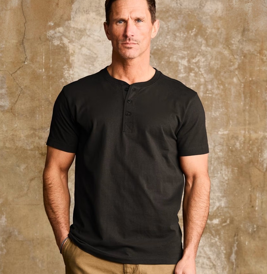 Sturdy Henley Tee-bestselling Sturdy Tee, the Sturdy Henley adds a 3-button.