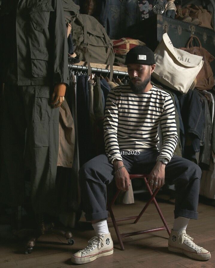 Bronson Mens Breton Striped Long Sleeve Shirt Causal French Sailor Naval T-Shirt