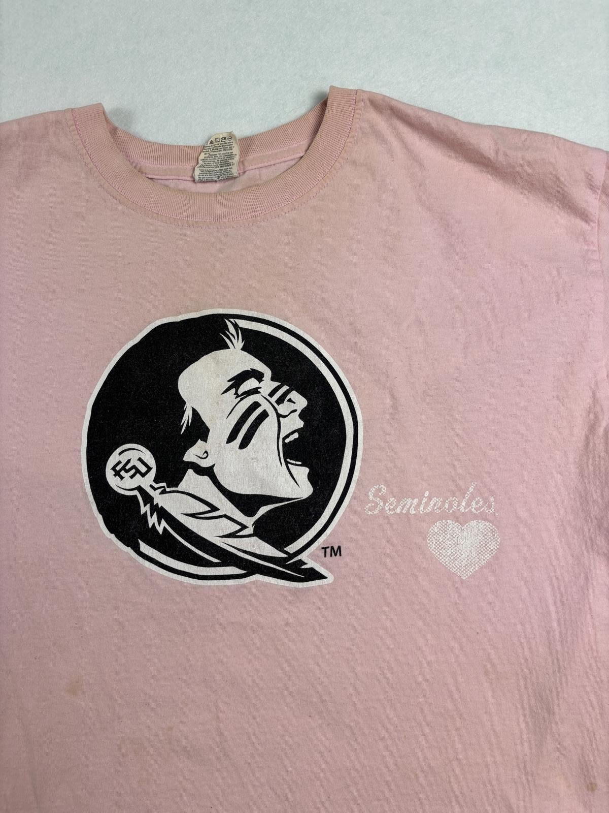 Pink Seminoles heavily distressed tee