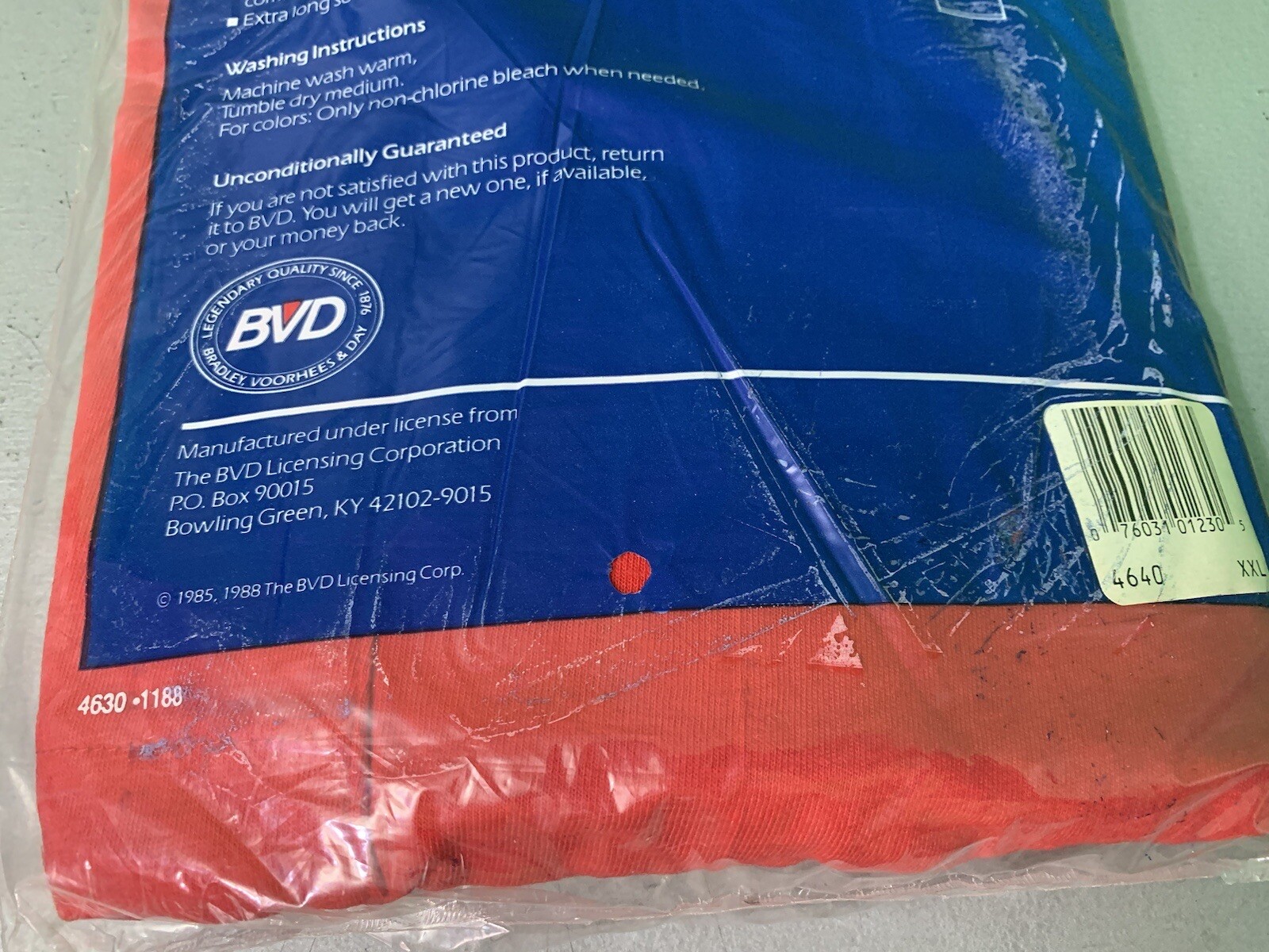BVD Combed Cotton Pocket T-Shirt XXL 50-52 Red NOS Vintage 1980’s Blank Plain