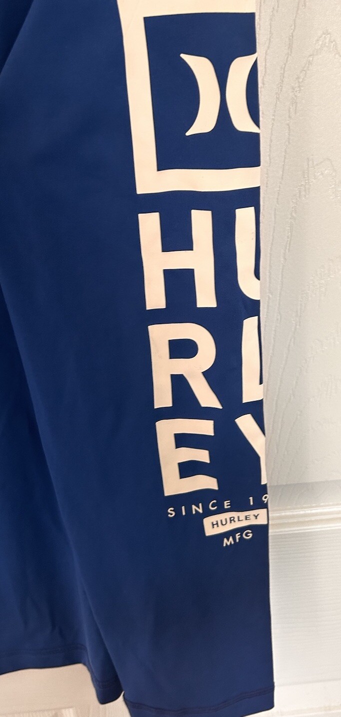 Hurley Royal Blue Long Sleeve Crew Neck Polyester/Spandex Men’s Small Logo BxG