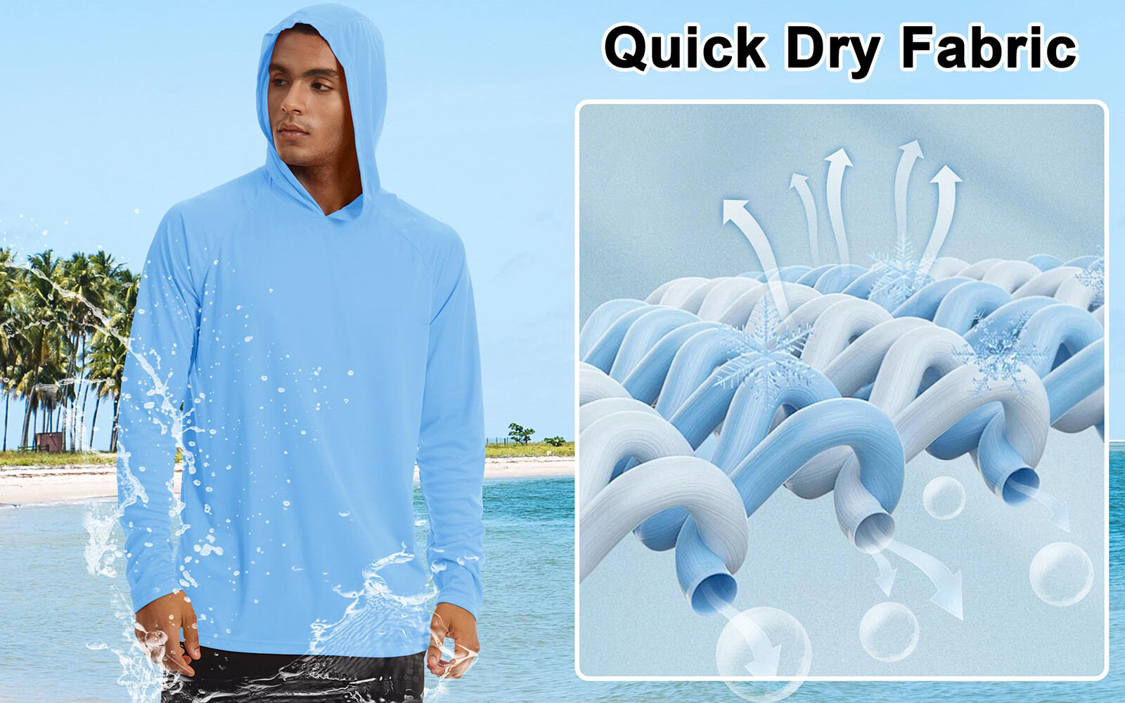 UPF50+ Men’s Hoodie Sun Shirts Long Sleeve Skin Protection Outdoor Fishing Tops