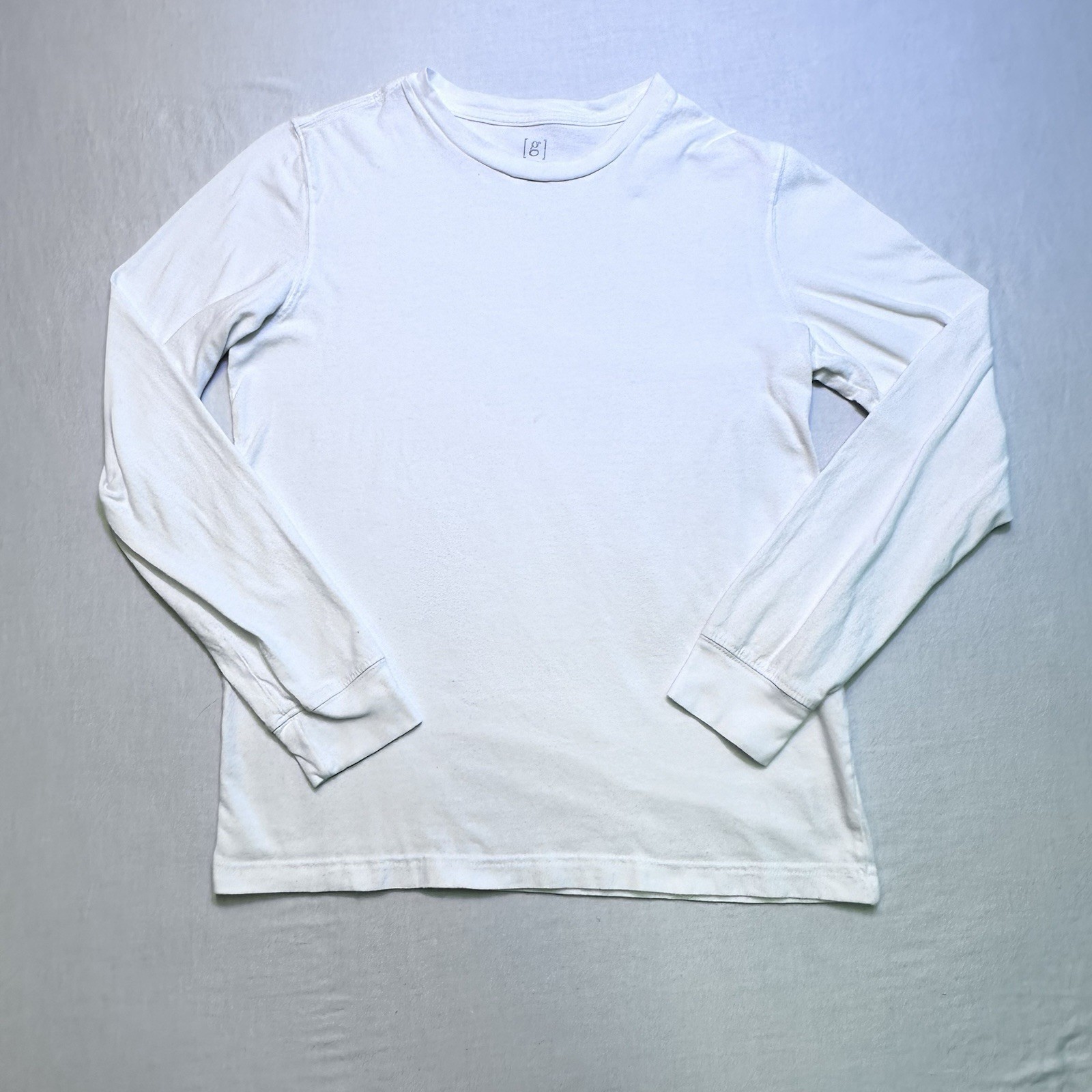 George Men’s Small White Long Sleeve T-Shirt 100% Cotton Crewneck Blank S 34-36
