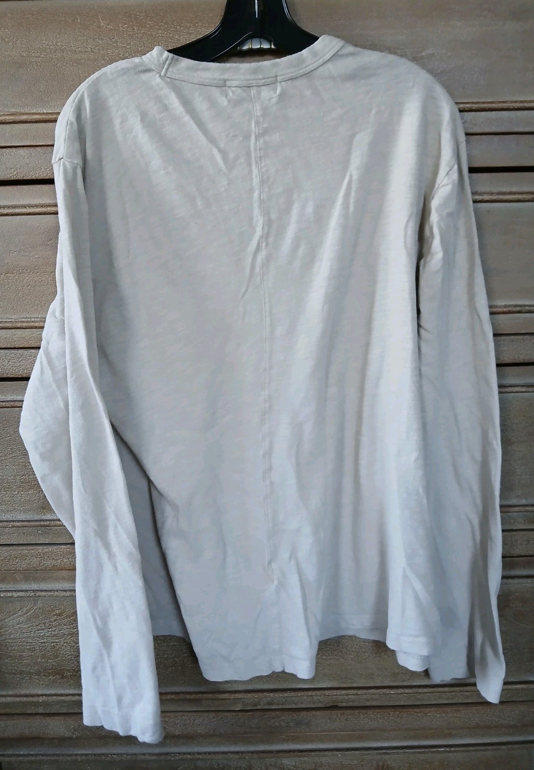 Banana Republic Cotton Slub Garment Dyed Long Sleeve T-Shirt Tee Cream Beige