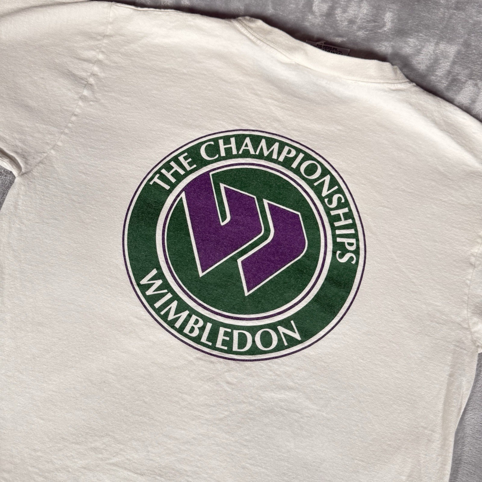 Vintage Wimbledon Tennis T Shirt Mens M Slim Fit Cropped Made In USA 90s