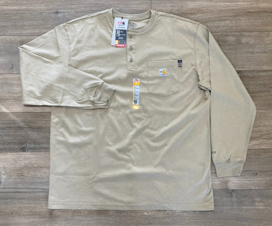 Carhartt Force FR Mens XL Desert Tan Flame Resistant Long Sleeve Cat2 Pocket