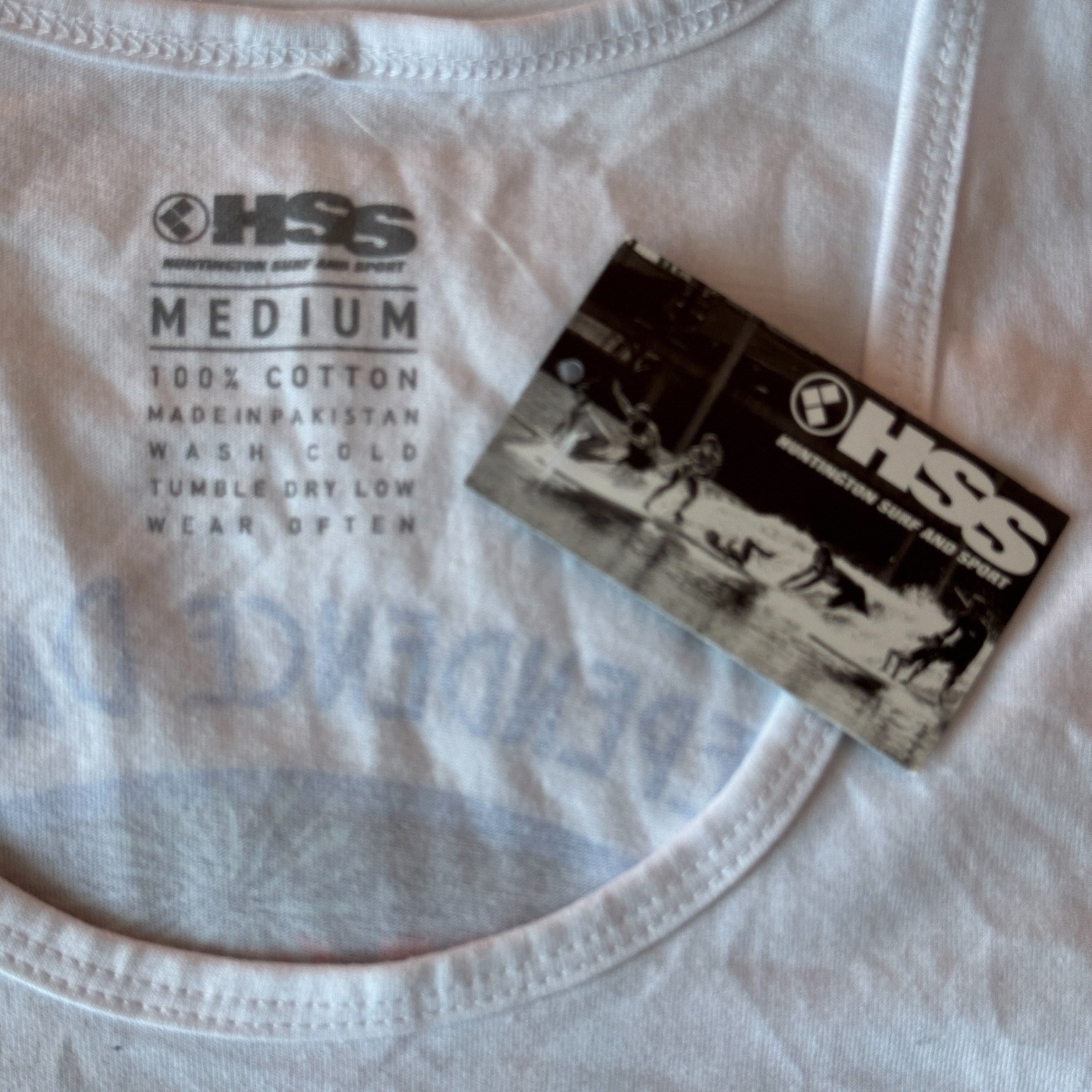 NWT Huntington Beach Surf & Sport HSS 4th of July Tank Top Medium White Graphic