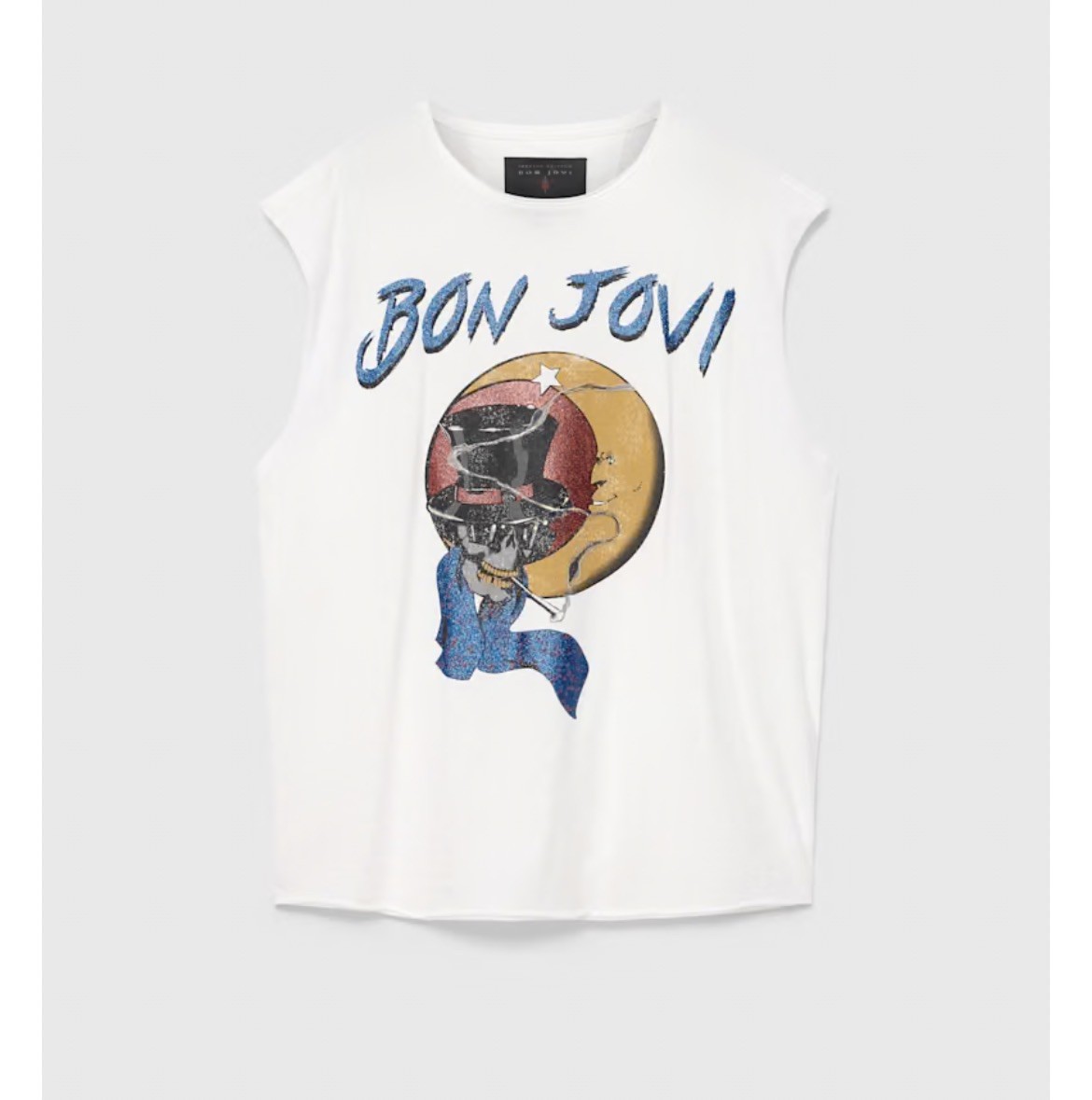 JOHN VARVATOS XS BON JOVI MOON SKULL CUTOFF TEE Brand New