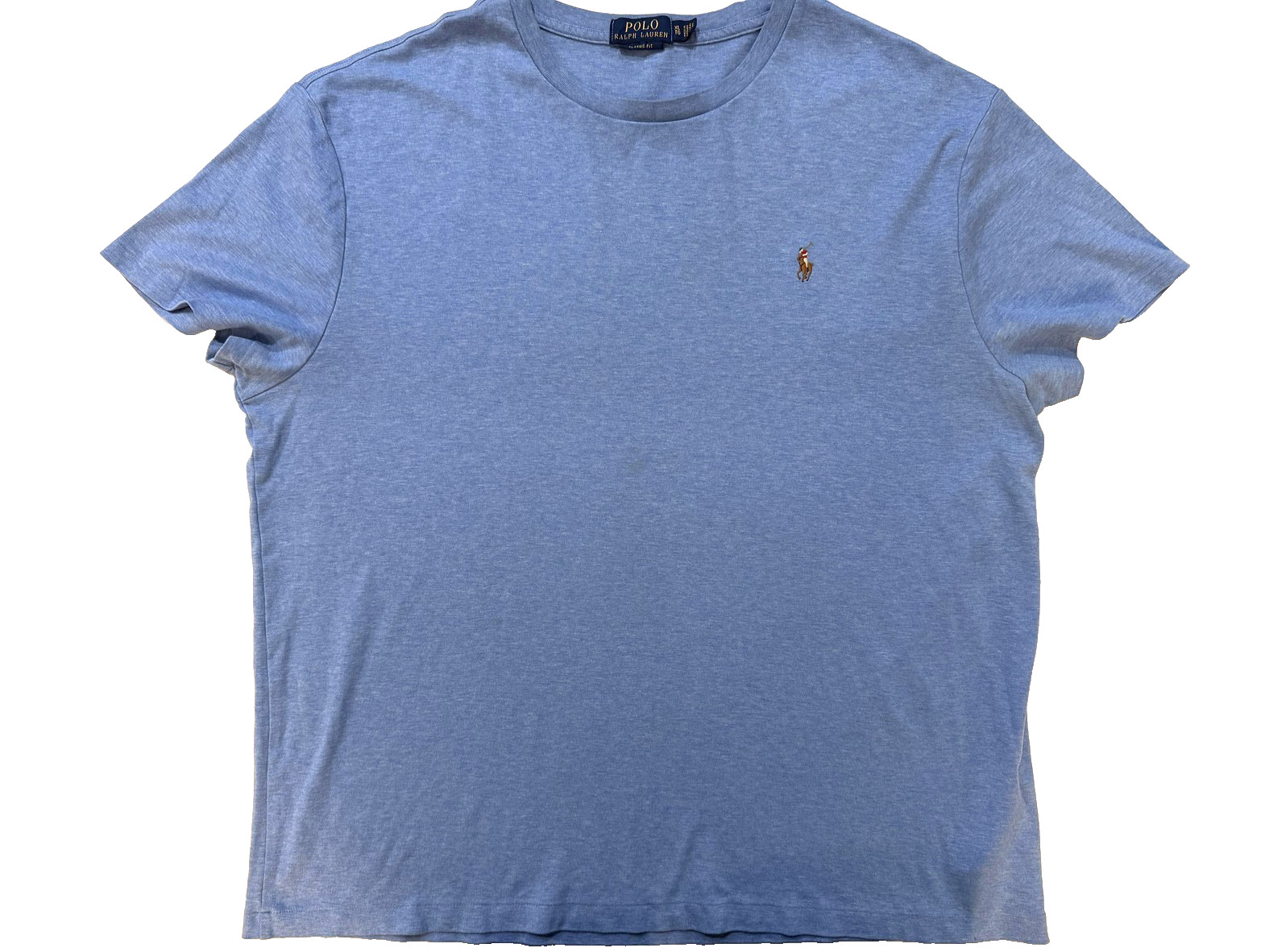Polo Ralph Lauren Shirt Mens XL Blue Classic Fit Tri Color Pony Embroidered Logo