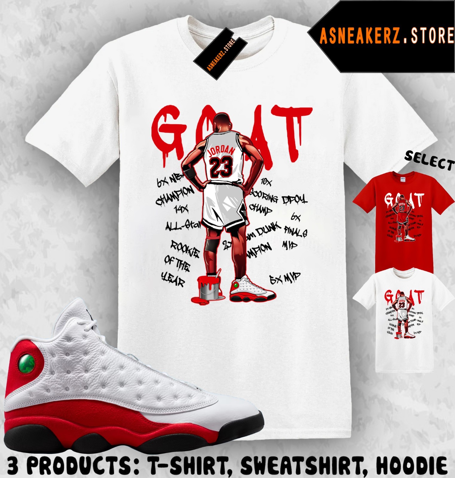 Tee Shirt Matching AJ 13 Chicago 2026 To Match Sneaker MJ Goat T-Shirt