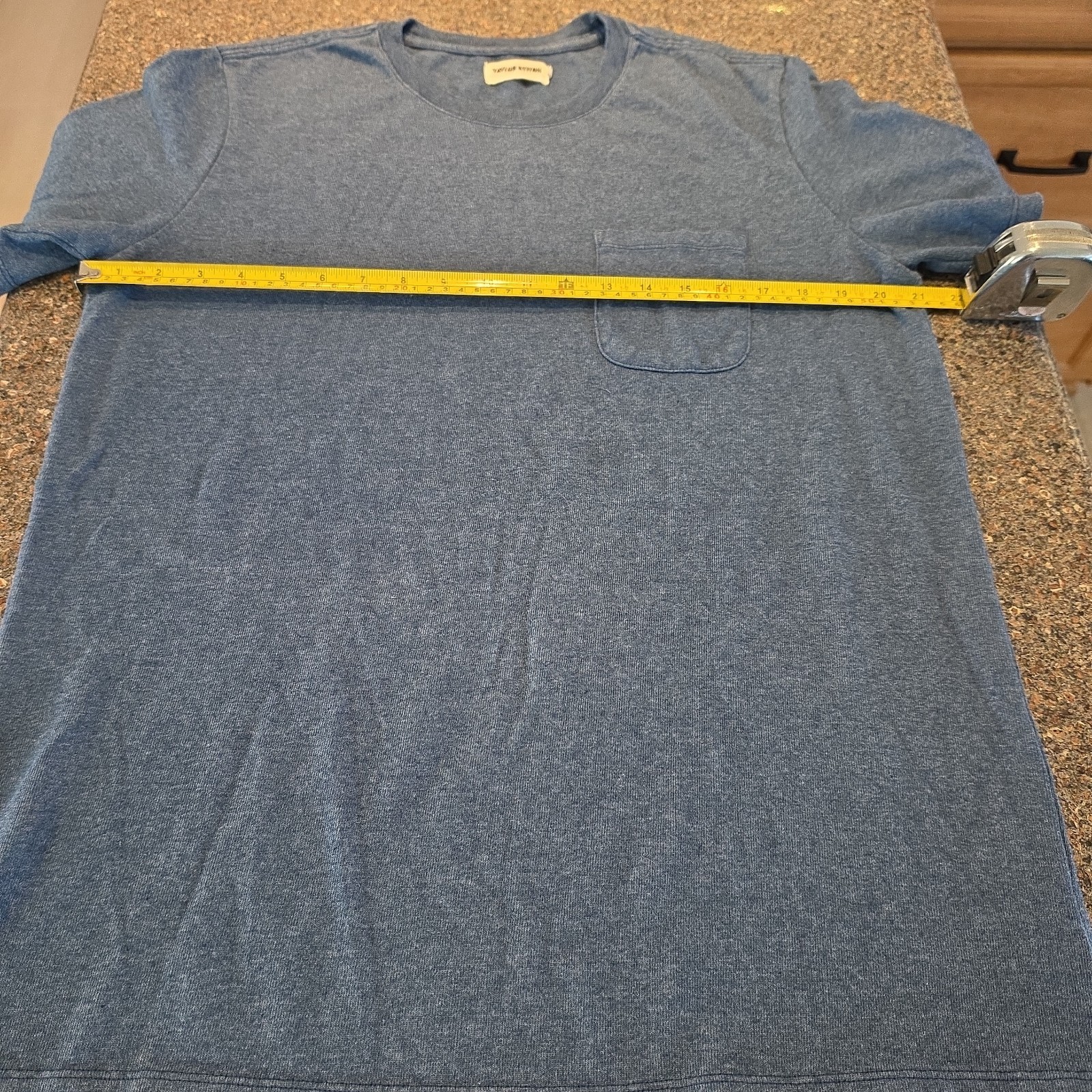 TAYLOR STITCH Heather Blue Short Sleeve Pocket Shirt Sz 42 (L) Heavy Cotton EUC