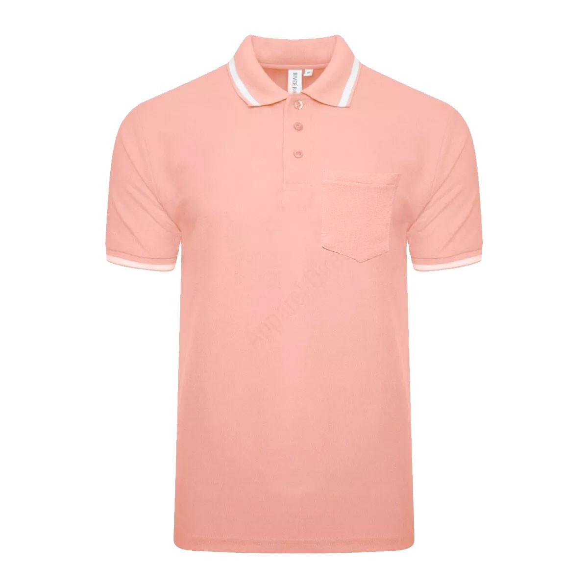 Men’s Polo Short Sleeve Pique Plain Single Tipping Chest Pocket Casual Tee Top