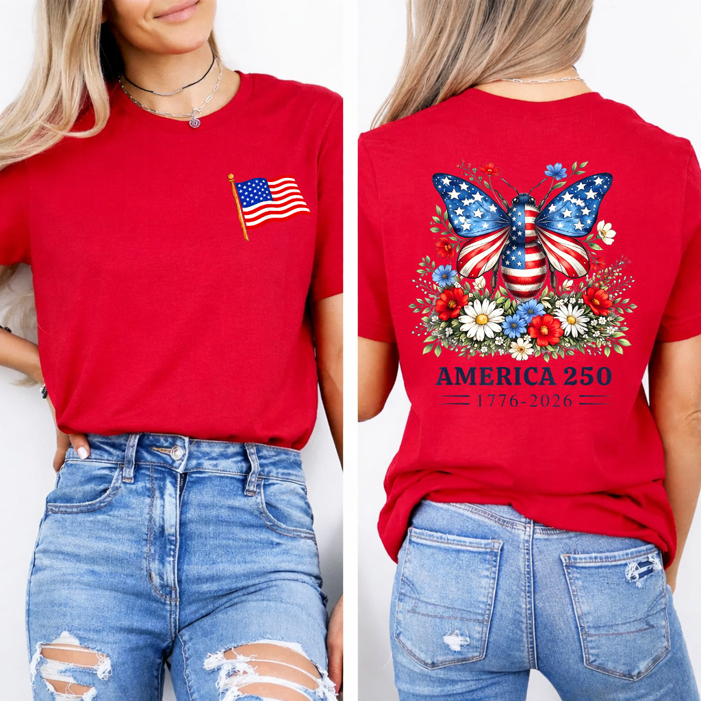 250th Anniversary Patriotic Bee USA Flag 4th of July Outfits 2SIDE T-Shirt