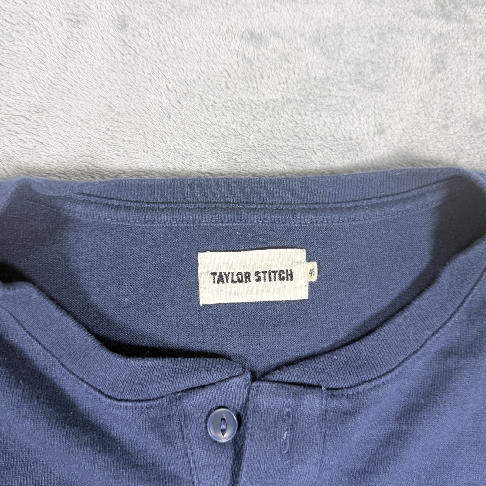 Taylor Stitch Mens 46 XL Henley Shirt Navy Blue Long Sleeve
