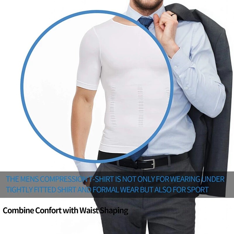 Men Slimming Body Shaper Posture Corrector Vest Abdomen Compression Shirt Top