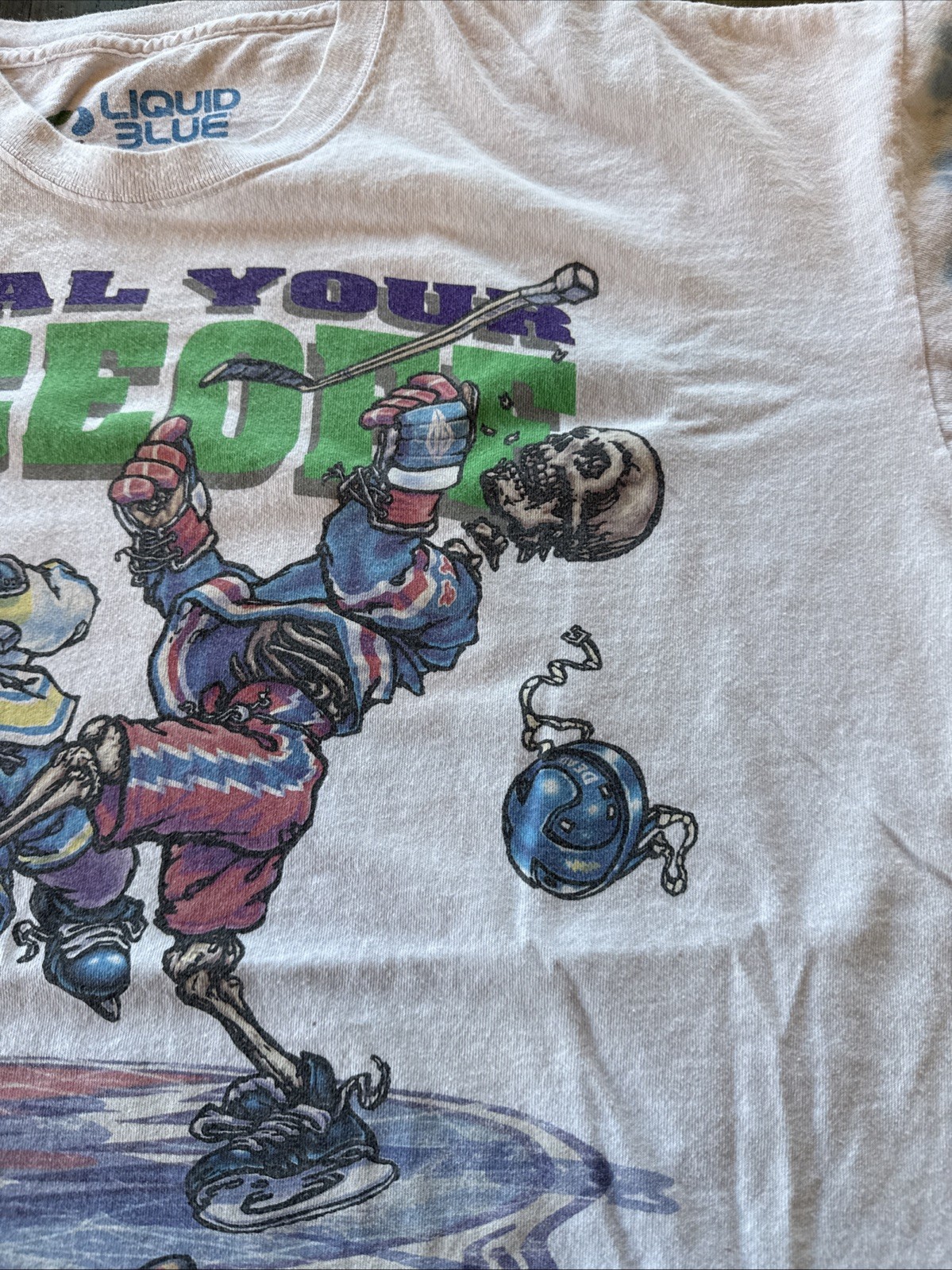 Vintage Grateful Dead Liquid Blue Hockey Tie Dye T Shirt 1994 XXL. 2XL Faceoff