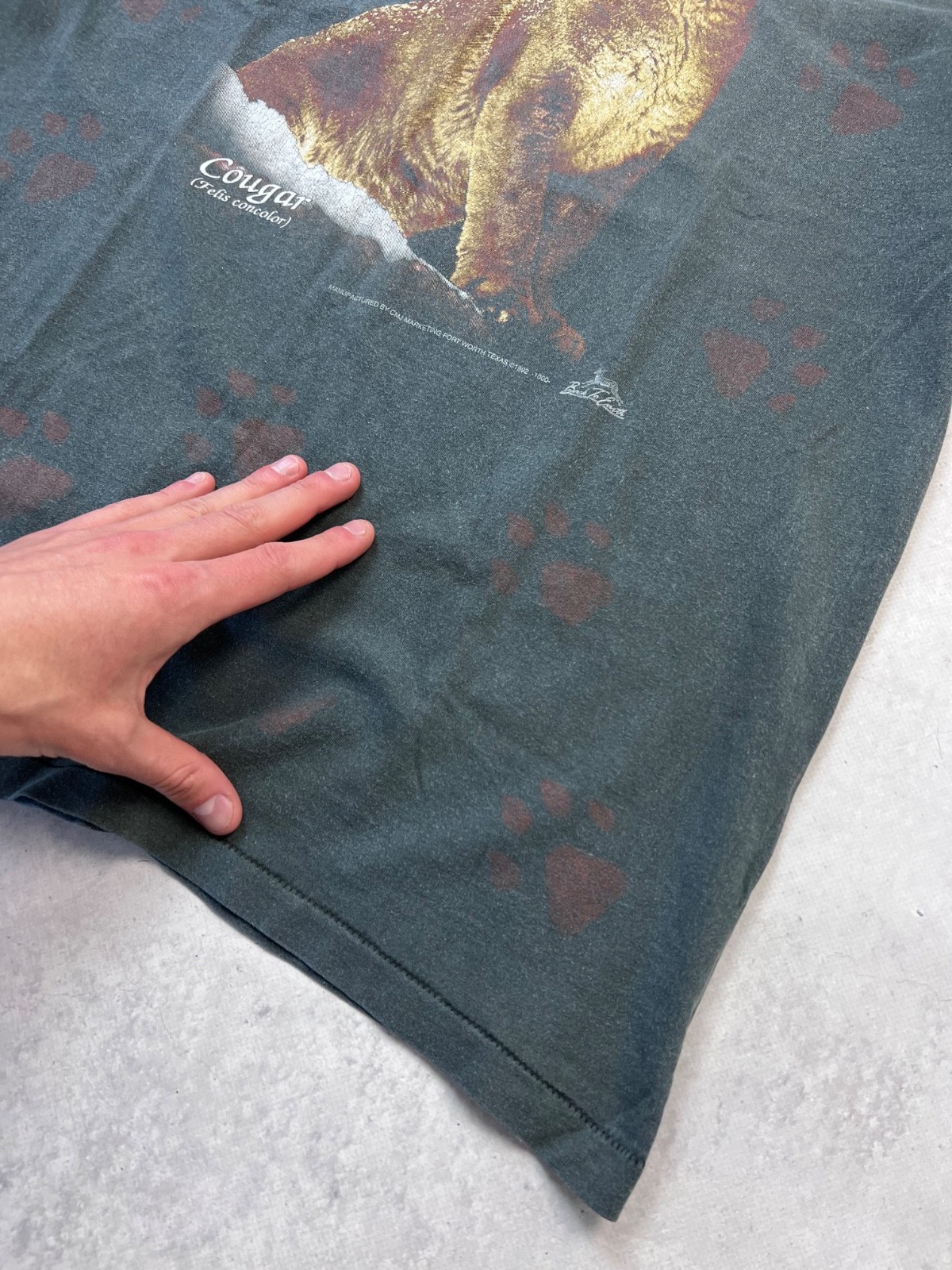 Vintage 1992 3D Emblem Cougar Wildlife Graphic T Shirt XL Made USA Single Stitch