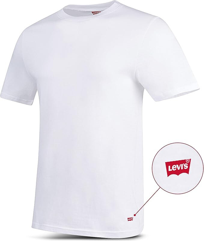 Levi’s Men’s 4 Pack Premium Cotton Crewneck Short Sleeve White T-Shirt